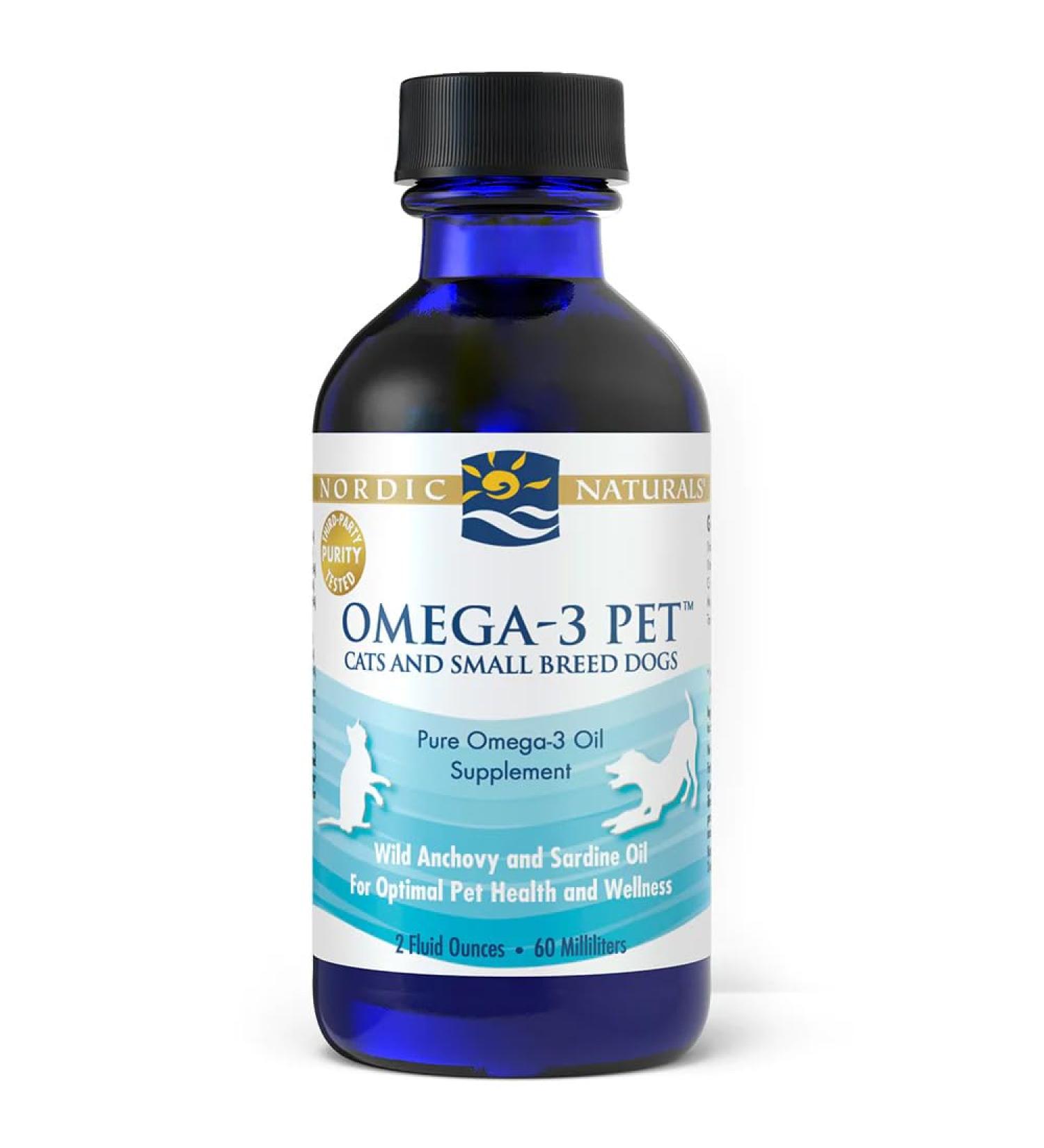 Nordic Naturals Omega-3 Pet Fish Oil for Cats & Small Dogs 60ml | Soy-Free, Gluten-Free, Non-GMO - Buy Online on SooperMarket.com