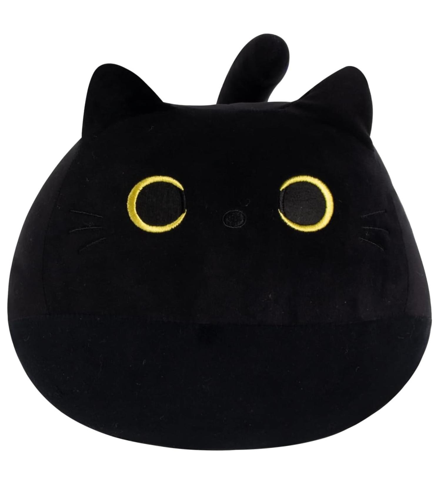 KOMUNJ Black Cat Plush 30cm - Soft Stuffed Animal Toy for Kids & Adults | Cute Cat Pillow Gift for Valentines & Birthday - Buy Online on SooperMarket.com