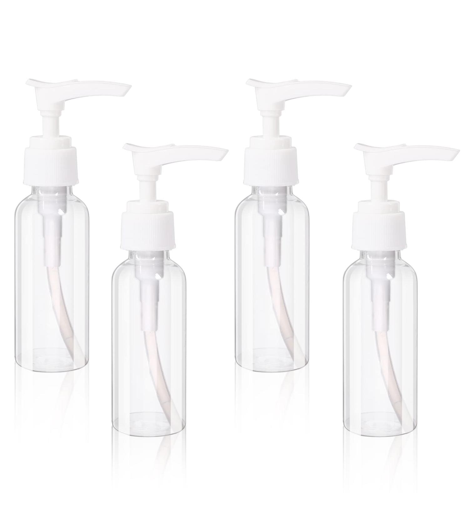 4-Pack 50ml Airless Pump Bottles for Travel - Transparent Plastic Donor Bottles for Cosmetics Shampoo & Cream - Buy Online on SooperMarket.com