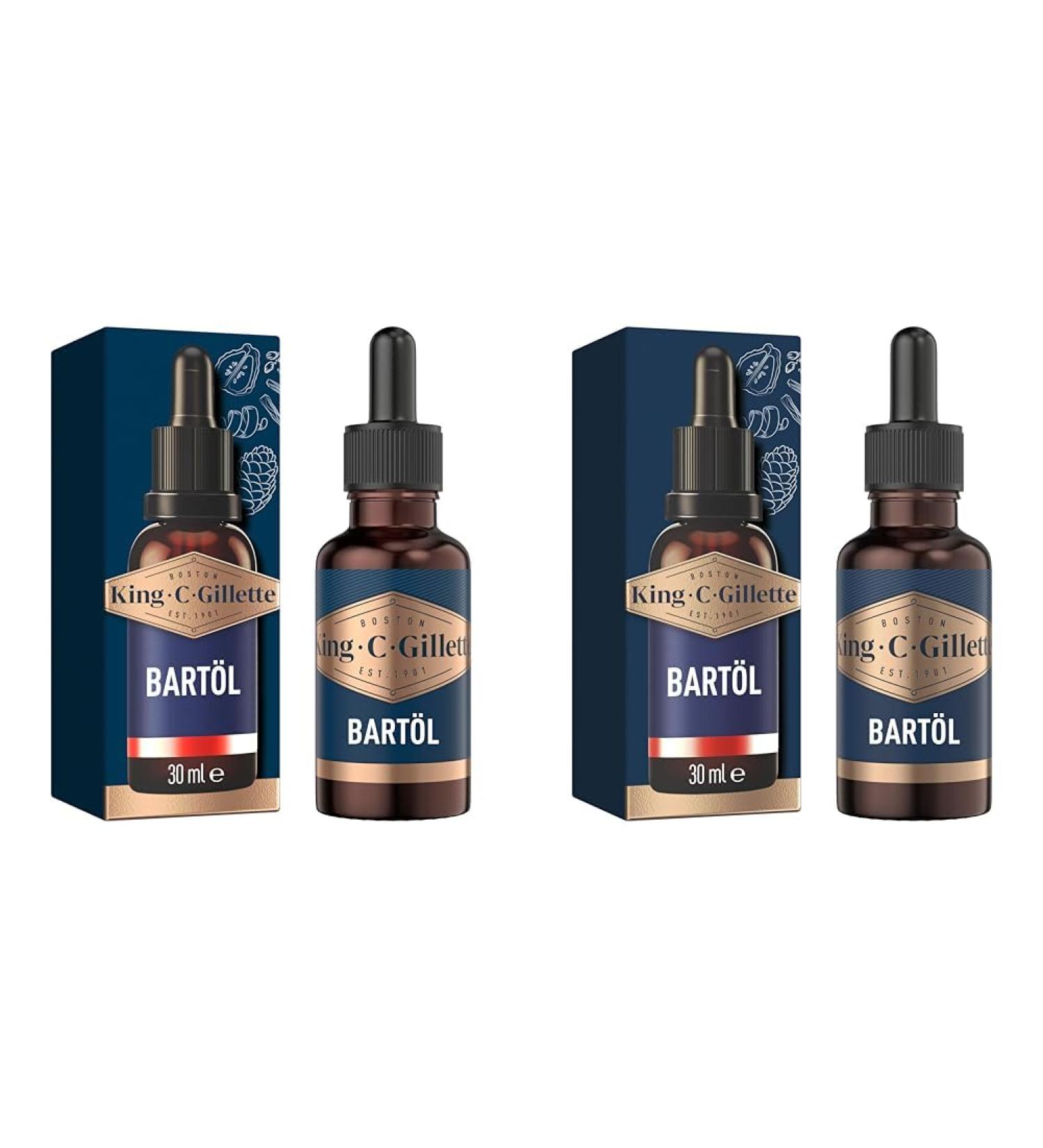 King C. Gillette Beard & Facial Care Oil - 30ml (2 Pack) | Argan Jojoba Avocado Macadamia & Almond Oils | Perfect Gift for Men - Buy Online on SooperMarket.com