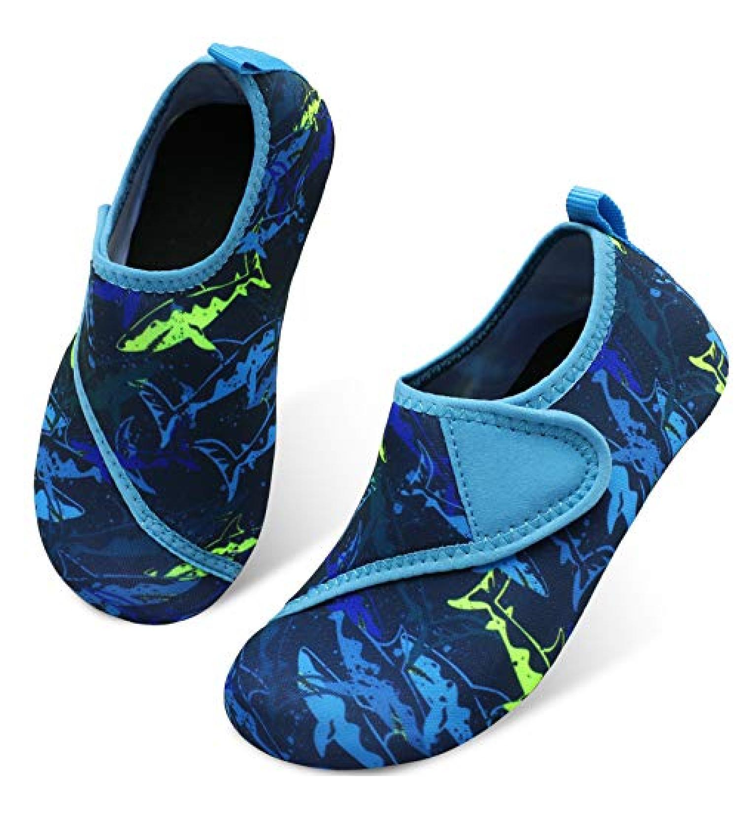 Centipede Demon Kids Water Shoes | Quick Dry Aqua Socks for Beach & Swim | Dark & Light Blue | Size 1-2 Little Kid - Buy Online on SooperMarket.com