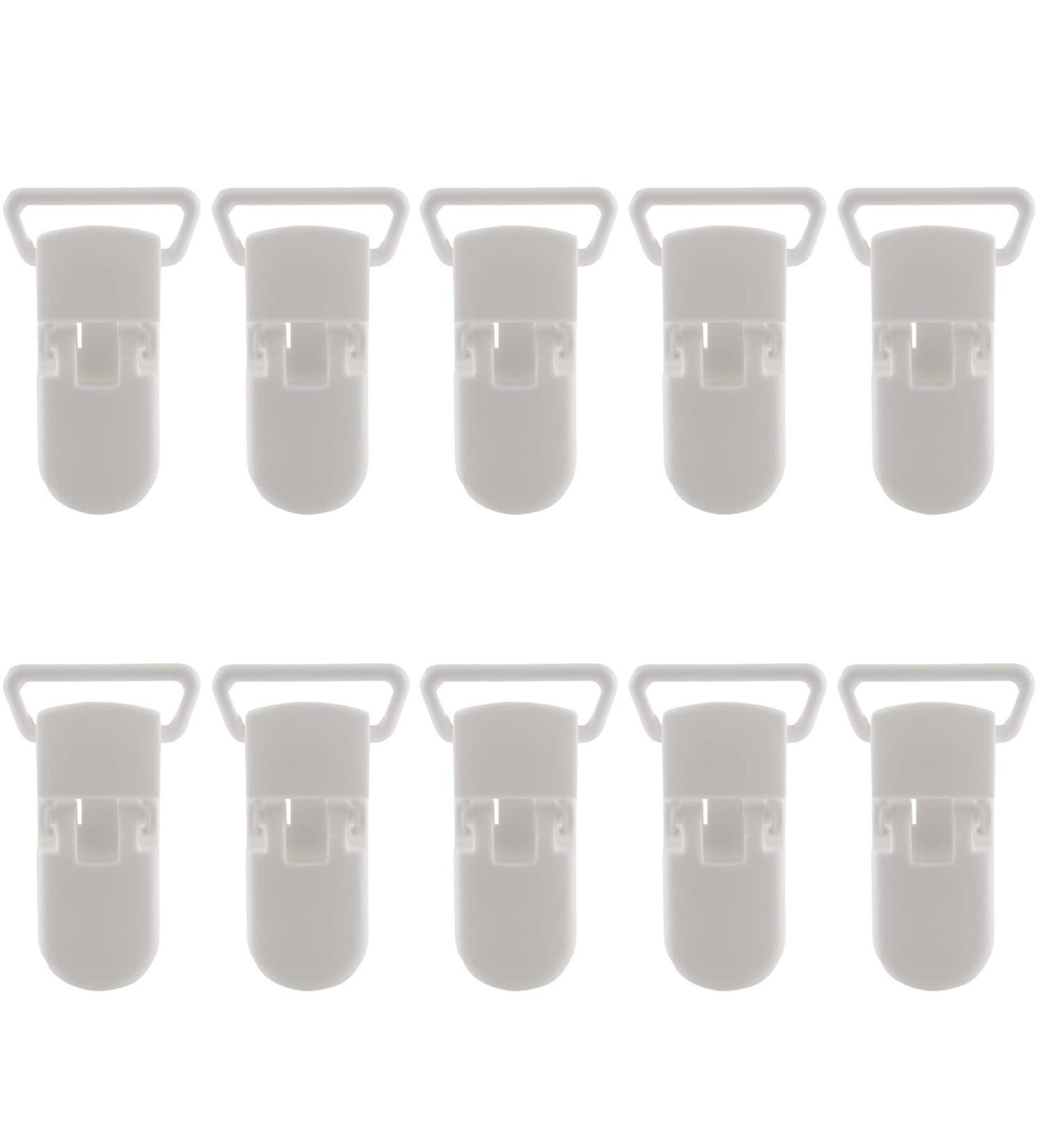 10Pcs Rahl Baby Kids T-Shape Plastic Pacifier Clips - Soother Dummy Holders in White | International Shipping Available - Buy Online on SooperMarket.com
