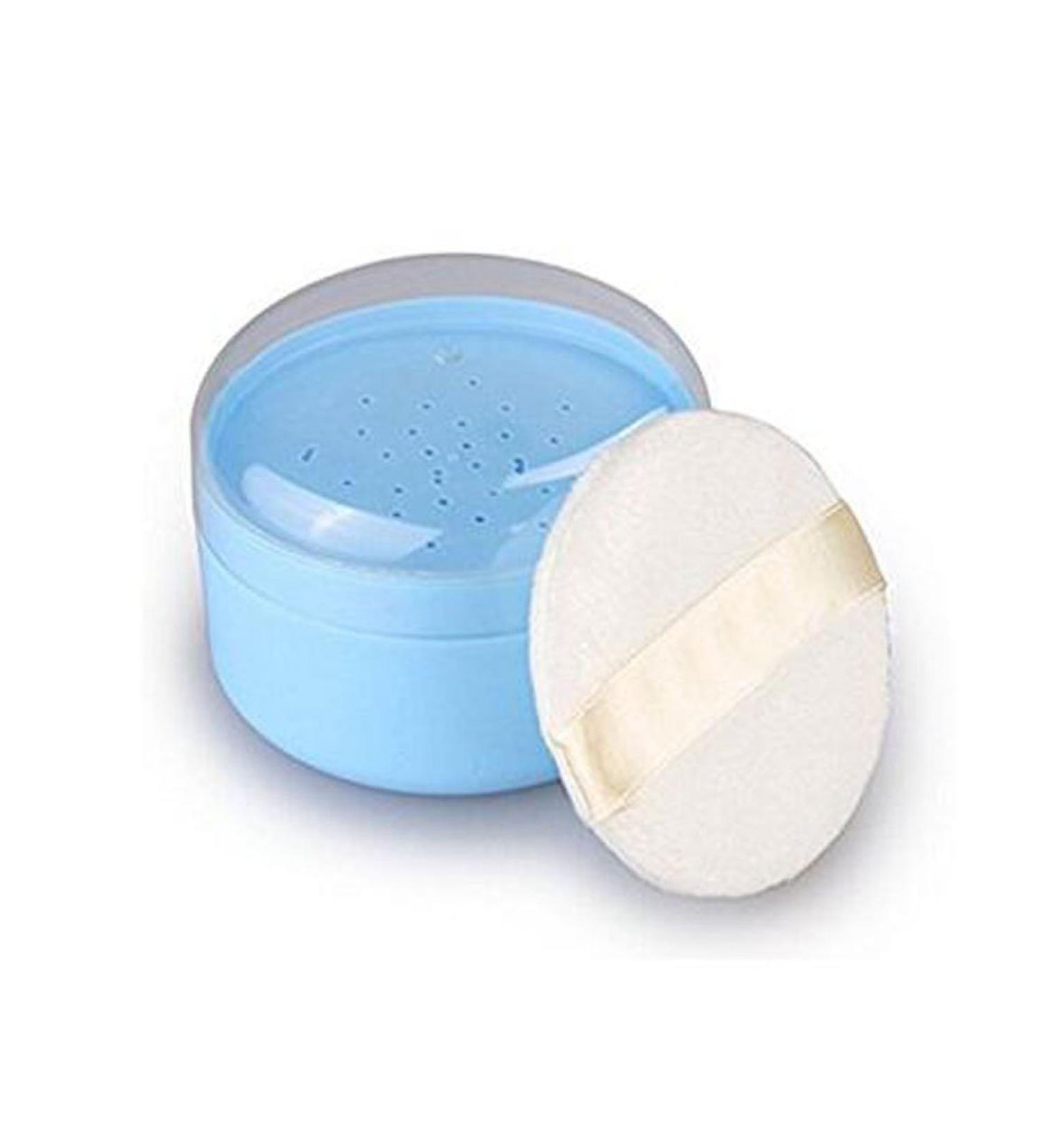 3.5'' Powder Puff Kit Container Dispenser Case | Portable Makeup Cosmetic Jar | Blue - Home & Travel - Buy Online on SooperMarket.com