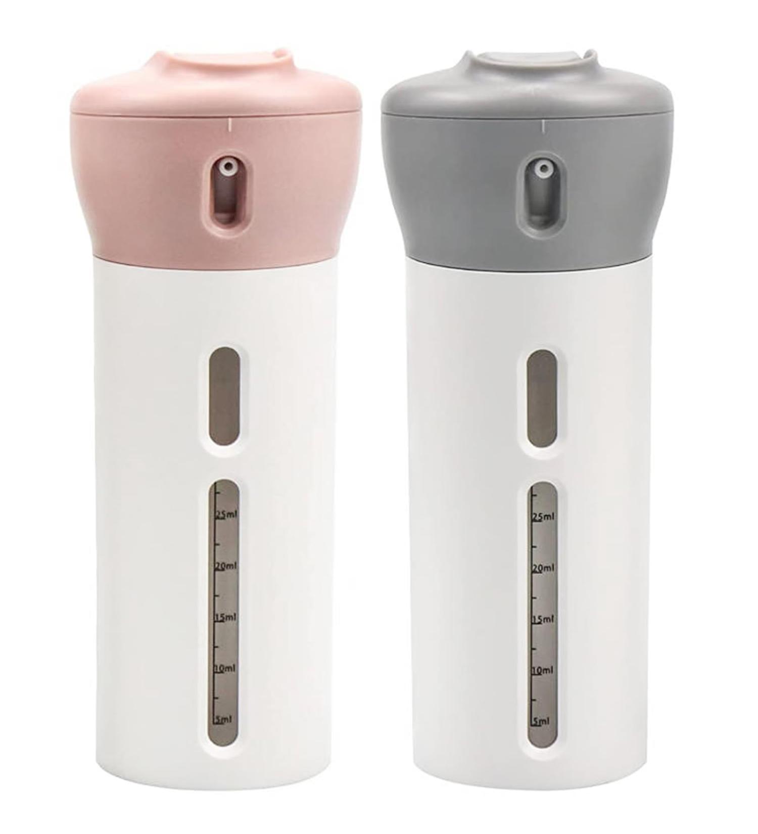 Chiveenido 4-in-1 Travel Dispenser Set | Refillable Shampoo & Toiletry Bottles - Pink & Gray - International Shipping - Buy Online on SooperMarket.com