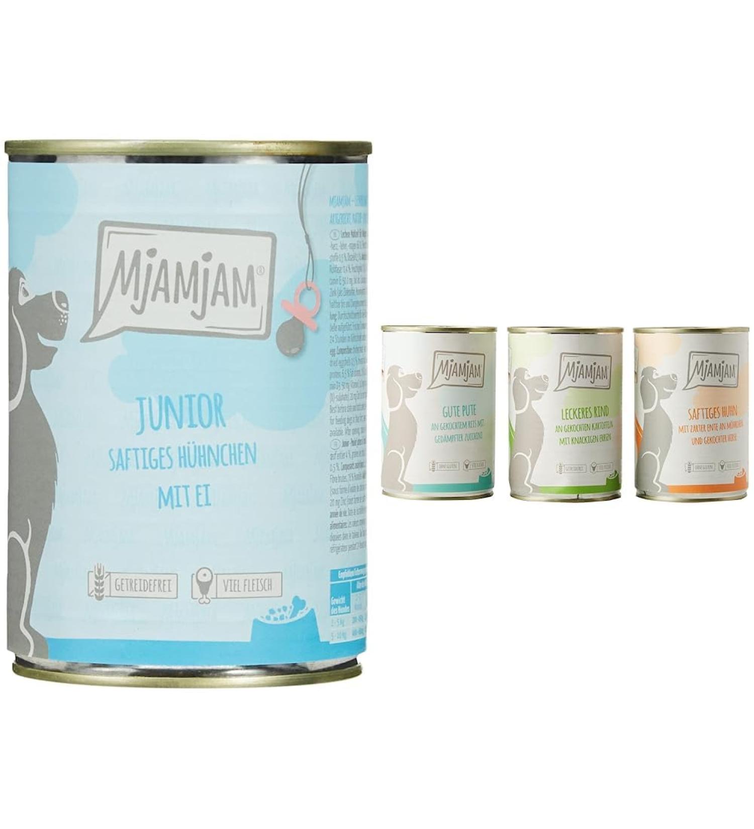 Mjamjam Premium Wet Dog Food - Junior Juicy Chicken & Egg - Huhn & Duck Bundle - Mix Package I - 400g (6 Pack) - Buy Online on SooperMarket.com