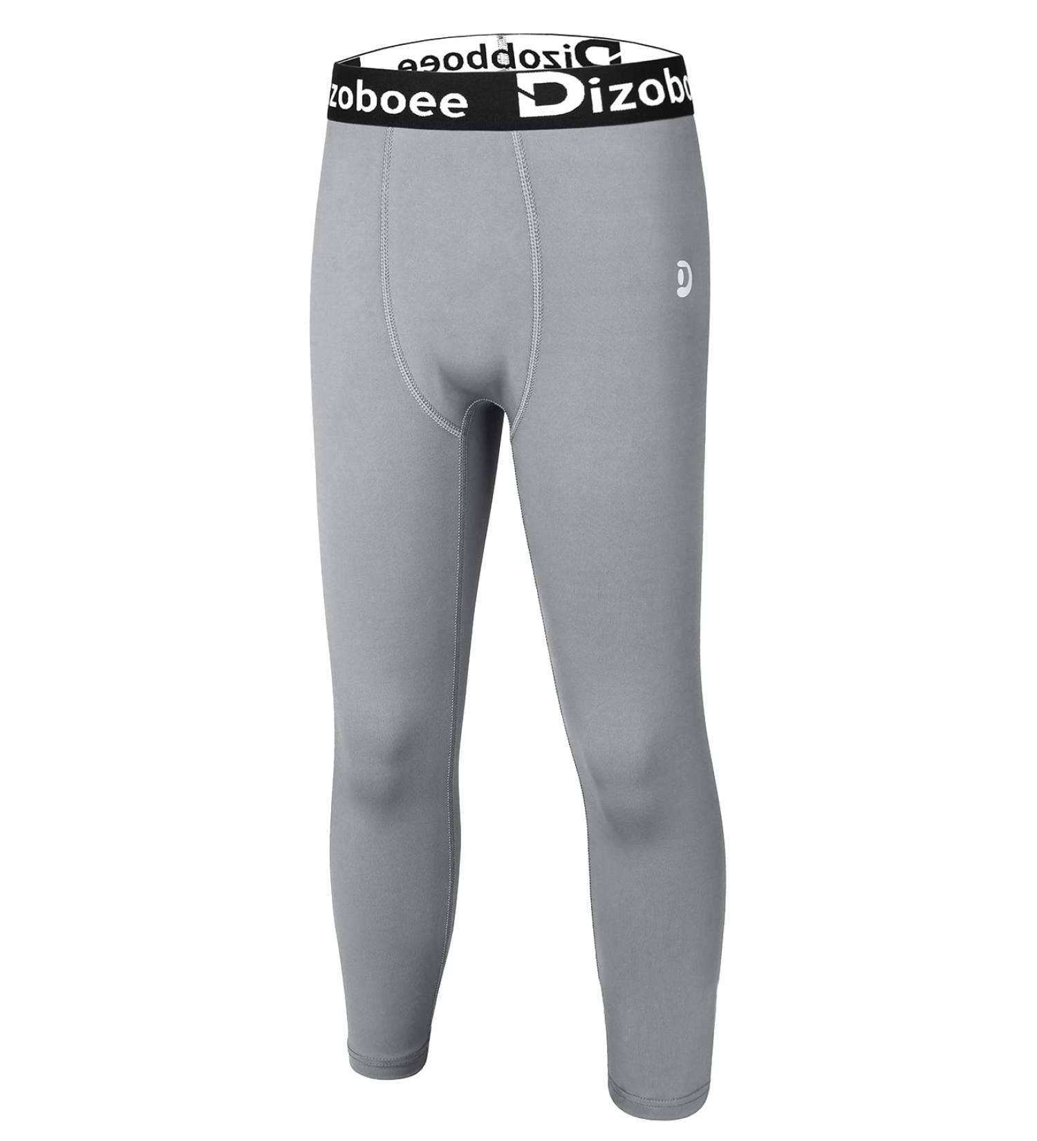 Dizoboee Boys Compression Pants Leggings - Youth Kids Athletic Basketball Base Layer 3/4 Length - Grey Large - Buy Online on SooperMarket.com