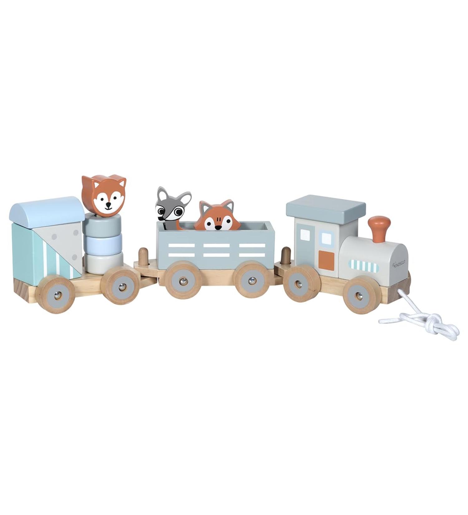 Kindsgut Holz-Reisenbahn - Sustainable Wooden Train Set with Zoo Animals | High-Quality Eco-Friendly Toy in Dark Gray - Buy Online on SooperMarket.com