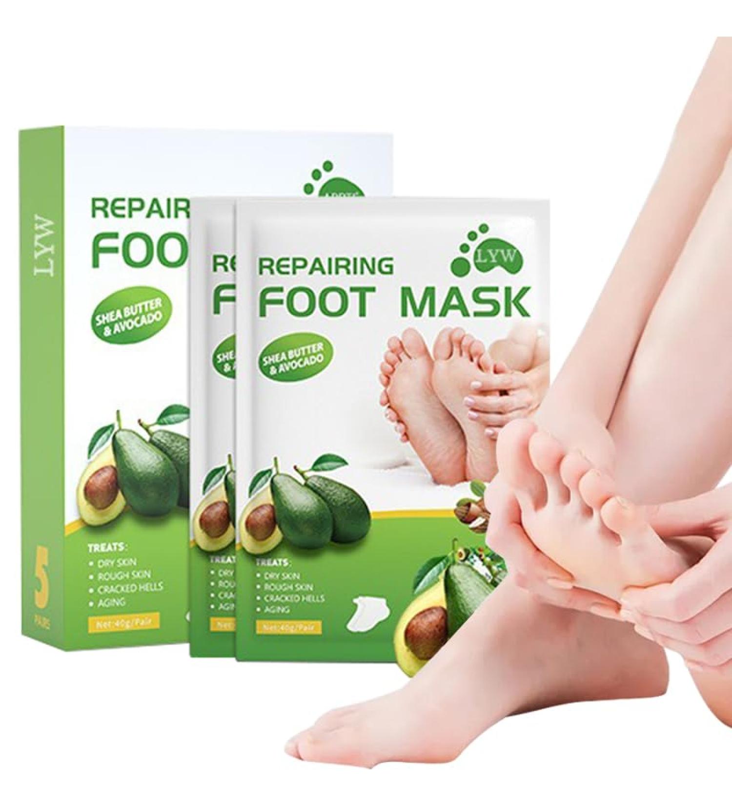 Moisturizing Foot Mask - 5 Pairs Exfoliating Peeling Socks for Dry Cracked Feet - Foot Spa Treatment for Men & Women - Buy Online on SooperMarket.com