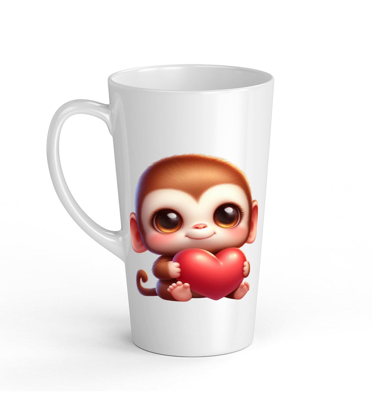 White Ceramic Baby Monkey Mug - Large 483 ml Perfect for Hot Chocolate or Milk Fun and Easy to Use