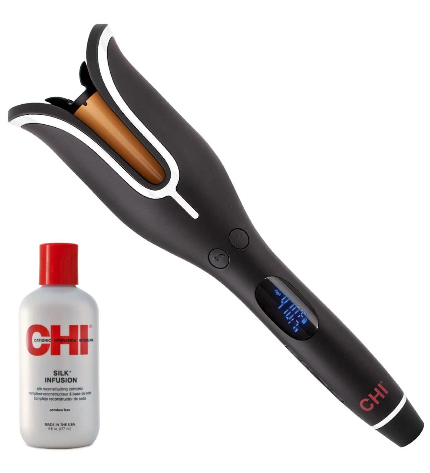 CHI Spin N Curl Curling Iron & Chi Silk Infusion Kit - Black | Packaging May Vary - Buy Online on SooperMarket.com