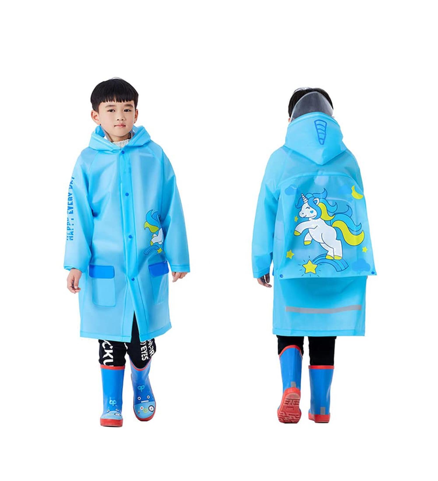 QTECLOR Kids Raincoat Jacket | Age 6-13 Years | Cartoon Poncho with School Bag Cover | Outdoor Camp Cycle - Buy Online on SooperMarket.com