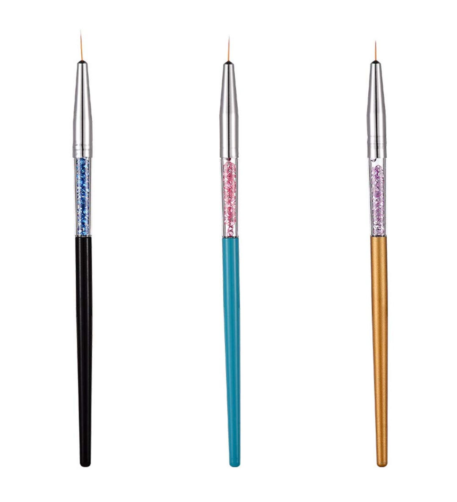 Jilibaba Nail Art Brush Set - 3 Piece Carved Pen & Crystal Liner for DIY Detailing and Painting - Buy Online on SooperMarket.com