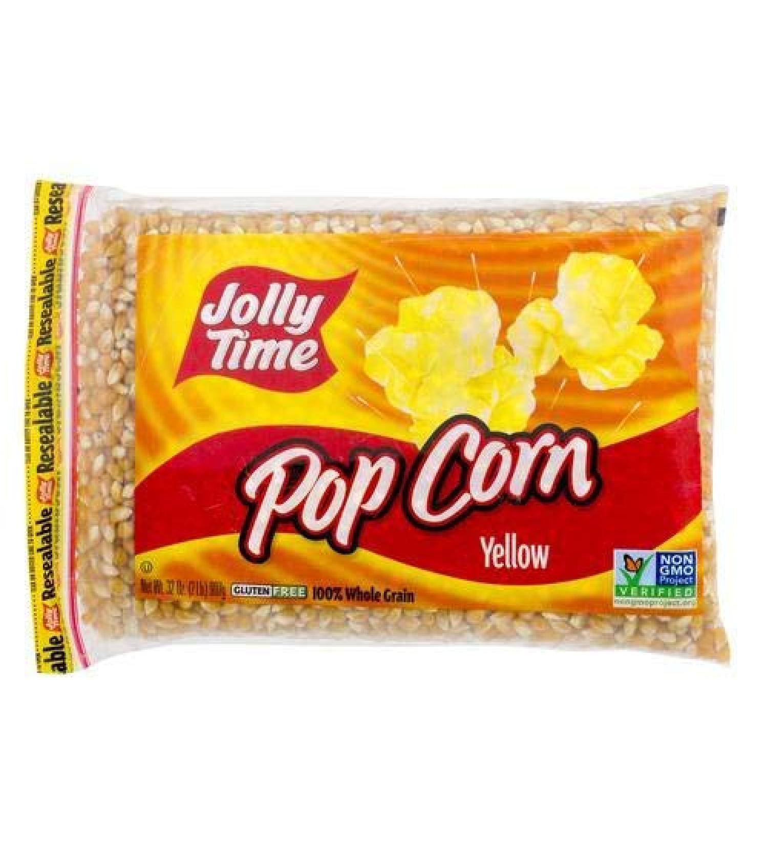 Jolly Time Unpopped Popcorn Kernels, Gourmet Popping Corn for Air Popper Machine or Stovetop, Non-GMO (Yellow Pop Corn, 2 Pound (Pack of 2)) Yellow Pop Corn 2 Pound (Pack of 2)