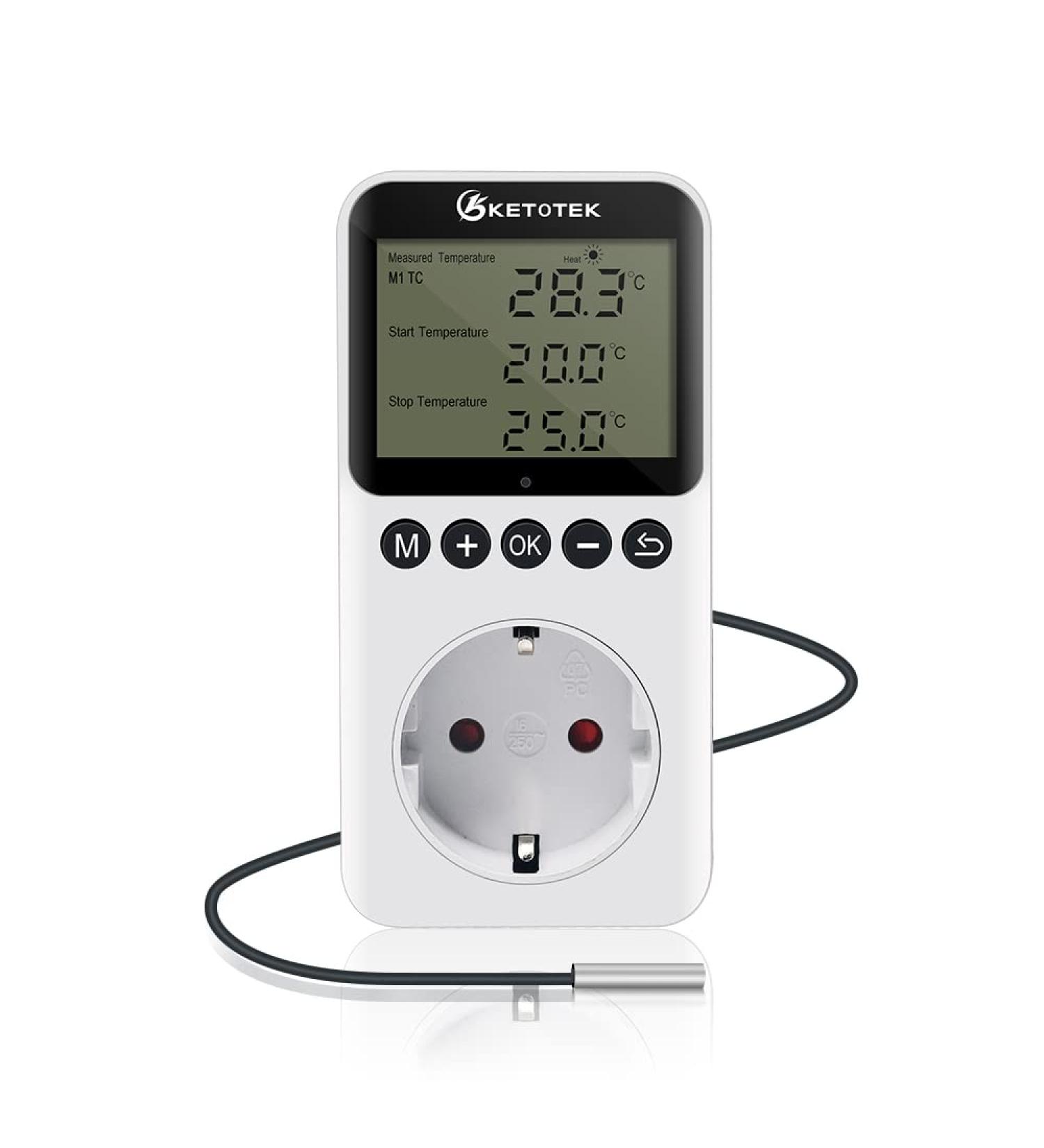 Ketotek Digital Thermostat Socket Timer - 230V Temperature Controller for Greenhouse & Terrarium | KT3200 - Buy Online on SooperMarket.com