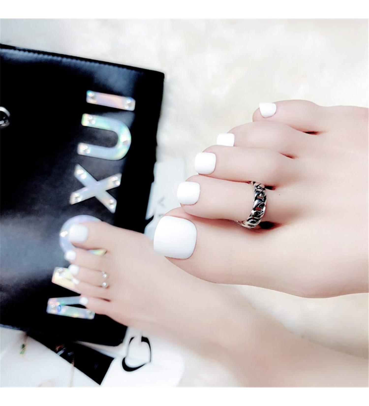 Wrong nails 24PCs / box geometry strip pattern decoration full cover plastic artificial false diy nail art coffin & glue for women girls (f71)
