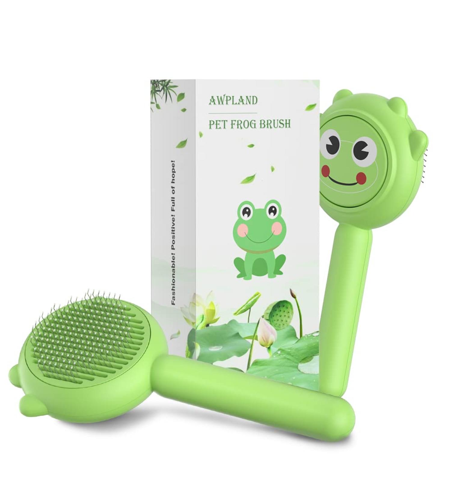 PET FROG Self Cleaning Slicker Brush for Dogs & Cats - Shedding & Grooming Tool, Removes Loose Undercoat, Mats & Tangled Hair - Long & Short Haired Pets - Buy Online on SooperMarket.com