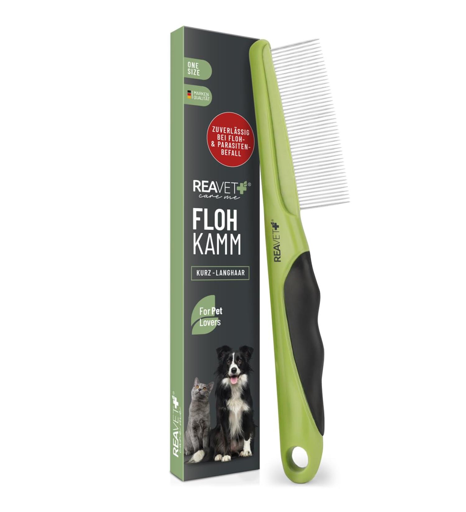 Reavet Flea & Lice Comb for Dogs & Cats | Gentle Fur Care for Long & Short Hair | Effective Parasite Removal Tool - Buy Online on SooperMarket.com