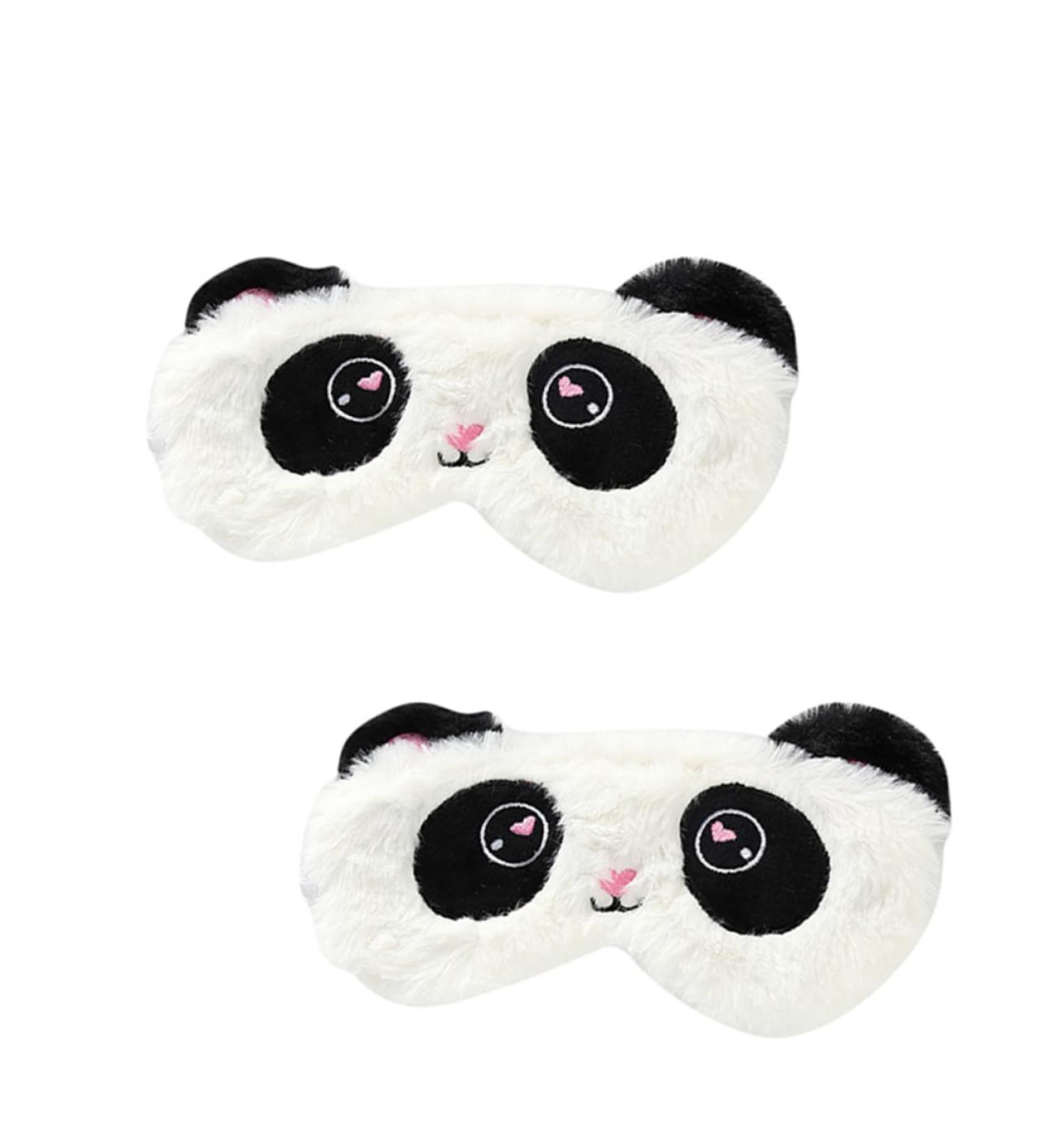 Angoily Plush Silk Eye Mask Set - 2pcs Cartoon Blindfolds for Sleep & Travel Comfortable Satin Eye Cover for Adults - Black & White - Buy Online on SooperMarket.com