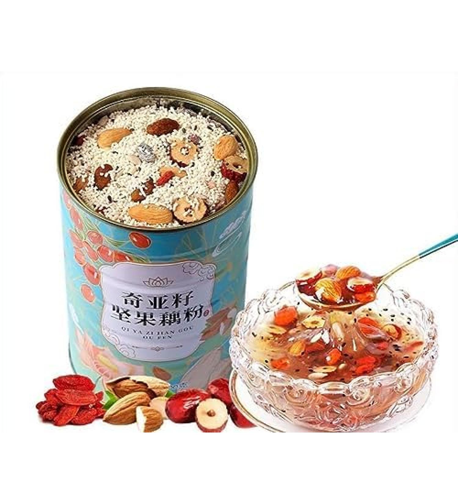 Osmanthus nut lotus root powder soup instant brewed and ready to eat red jujube nut soup rose flavored full belly snack fruit soup Nutritional breakfast gift (Grain lotus root powder 4 can) - Buy Online on SooperMarket.com