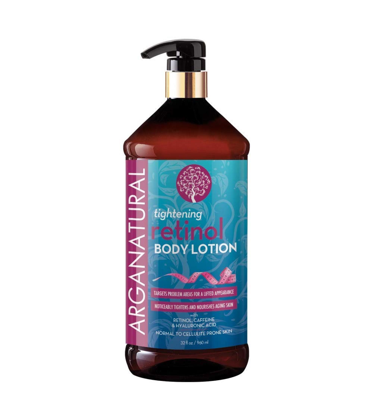 Arganatural Retinol Caffeine & Hyaluronic Tightening Body Lotion 32oz - Anti-Aging & Cellulite Treatment for All Skin Types - Buy Online on SooperMarket.com