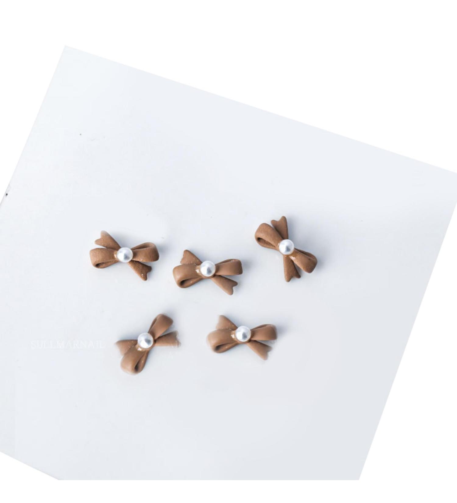 5Pcs Metal Nail Art Studs 3D Nail Art Metal Nail Art Jewelry Decorations Pearls Bows Nail Decoration Accessories Nail Rivets Gems Coffee color - Buy Online on SooperMarket.com