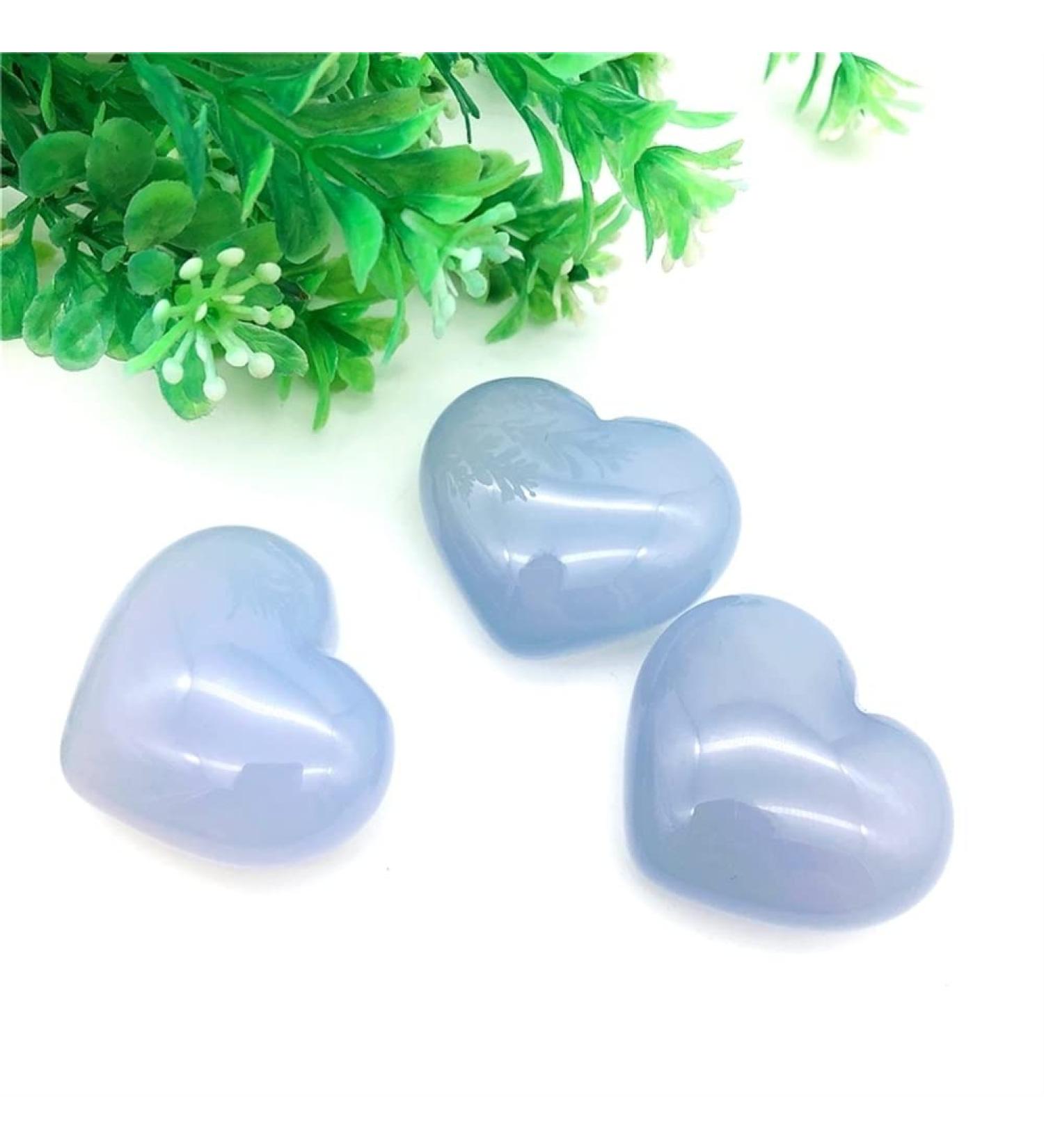 Meditation Stone 1 Pack Natural Large Blue Chalcedony Heart Crystal Gem Meditation Treatment - Buy Online on SooperMarket.com