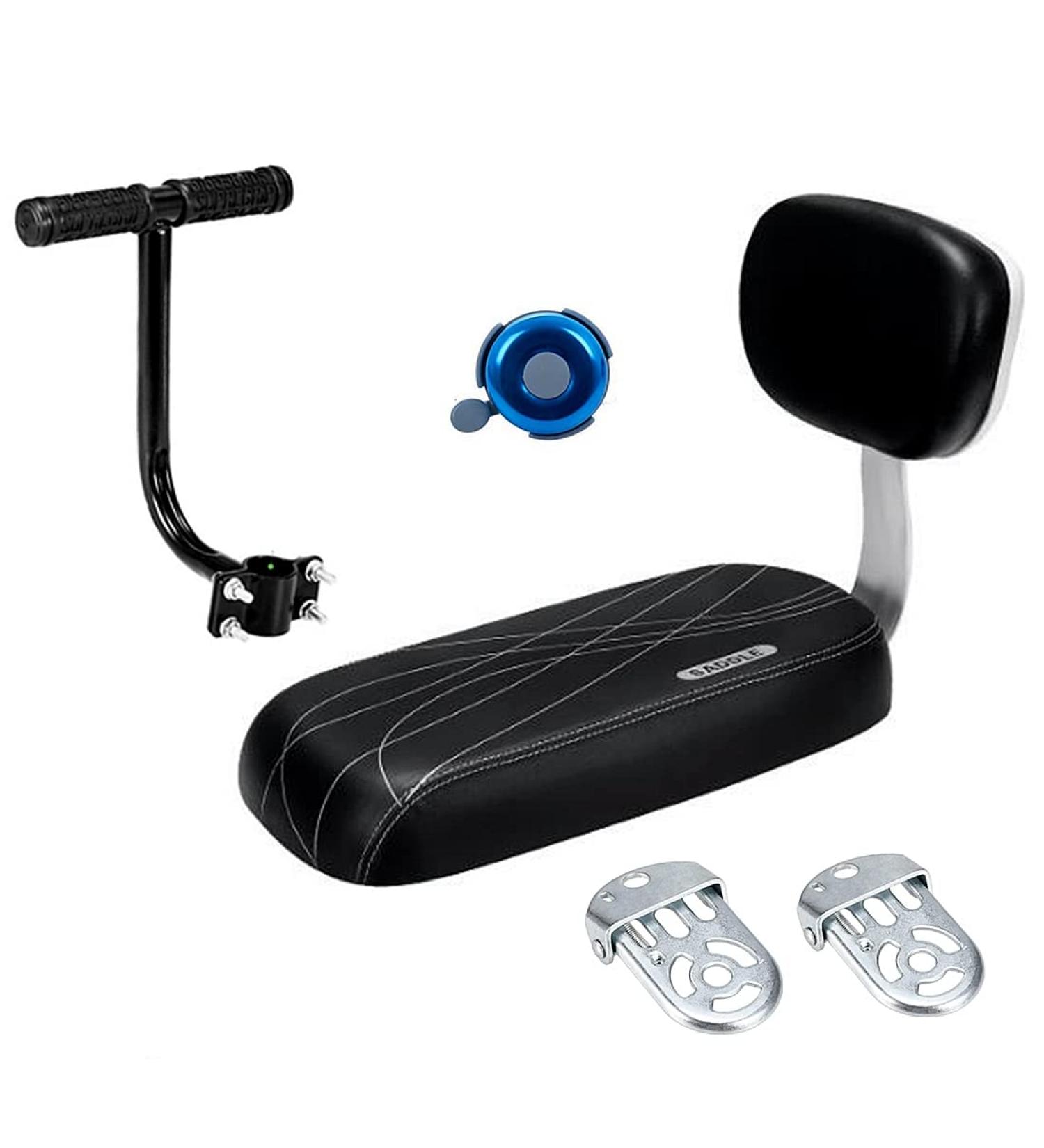 Universal Bicycle Rear Child Safety Seat Set with Armrests, Footrests, Cushion, Backrest, Handrail, Bell - Black - Buy Online on SooperMarket.com