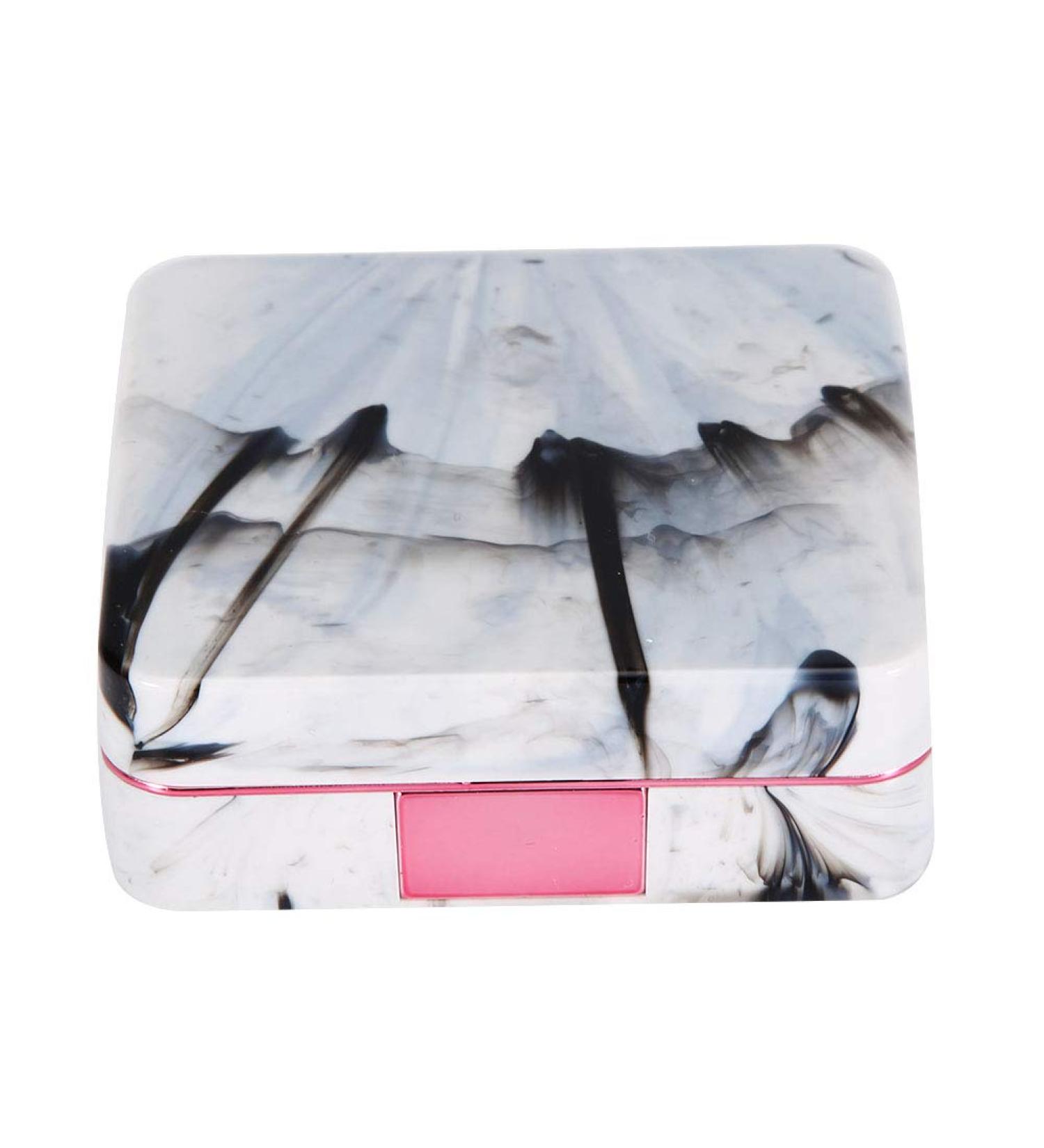 Gavigain Portable Square Contact Lens Case - Marble Design with Mirror (Rose Red) | International Shipping Available - Buy Online on SooperMarket.com