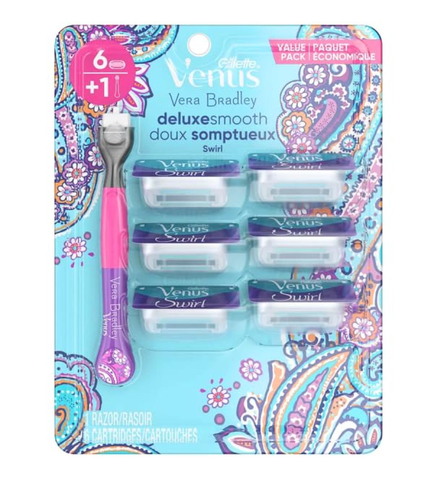 Gillette Venus Deluxe Smooth Swirl Womens Razor Blade Refills Moisture Ribbon to Protect Against Irritation 6 Count (Pack of 1) 1 count (Pack of 1)
