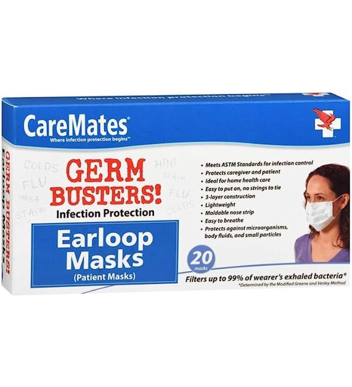 Soft Disposable 3-Ply Earloop Masks - 99% Bacterial Filtration Fluid Resistant Breathable - 20 Count - Buy Online on SooperMarket.com