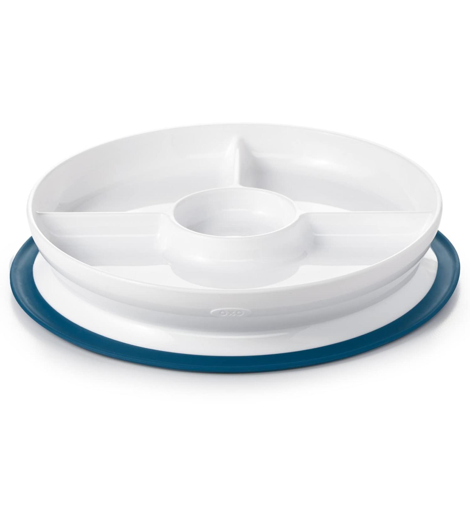 OXO Tot Stick & Stay Suction Divided Plate | Navy Blue | Best Child-Friendly Dinnerware for Easy Mealtime - Buy Online on SooperMarket.com