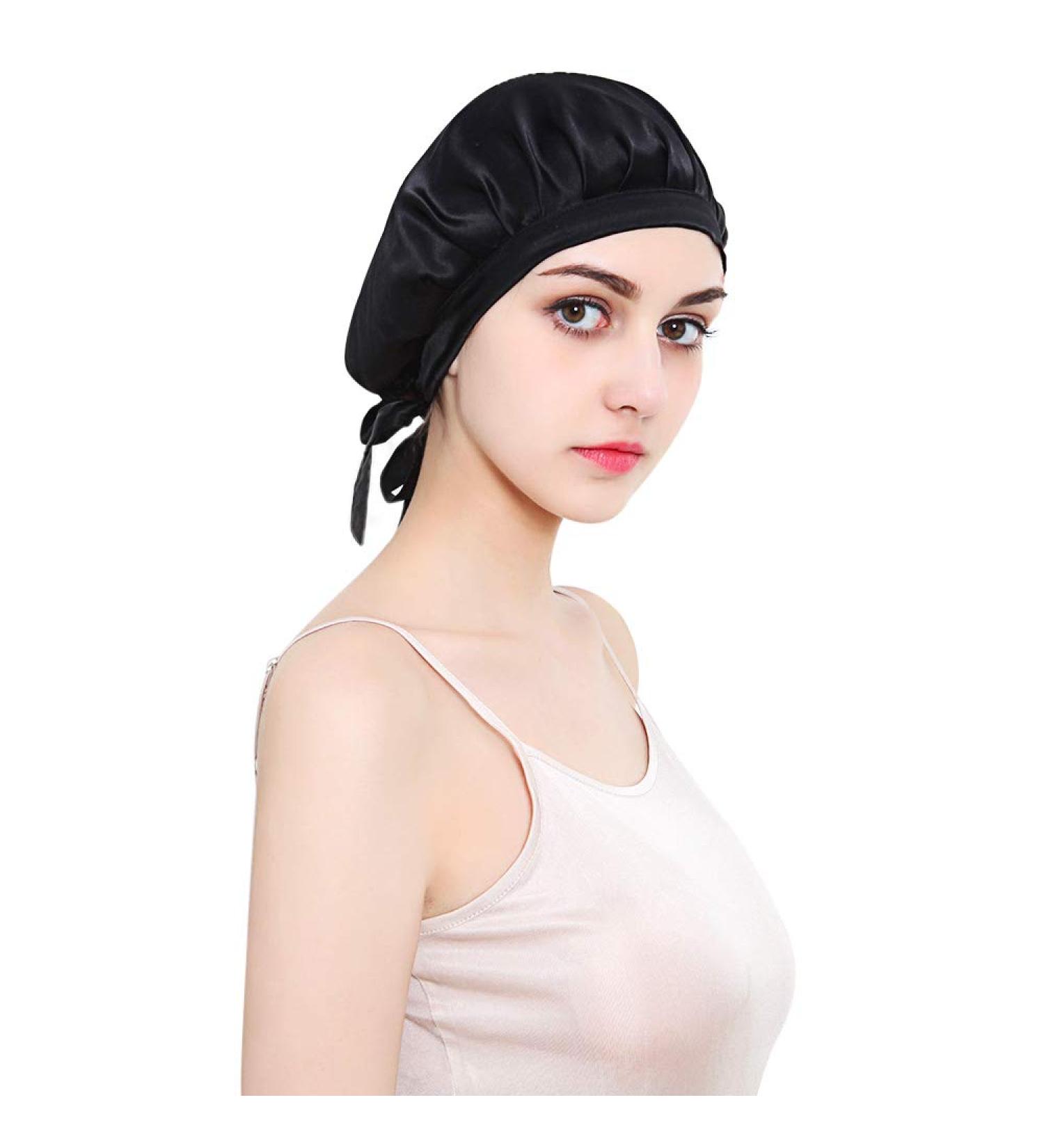 Hinataa 100% Mulberry Silk Sleeping Cap for Women - Hair Protection & Beauty Headgear - Comfortable Elastic Band - Brown & Black - One Size - Buy Online on SooperMarket.com
