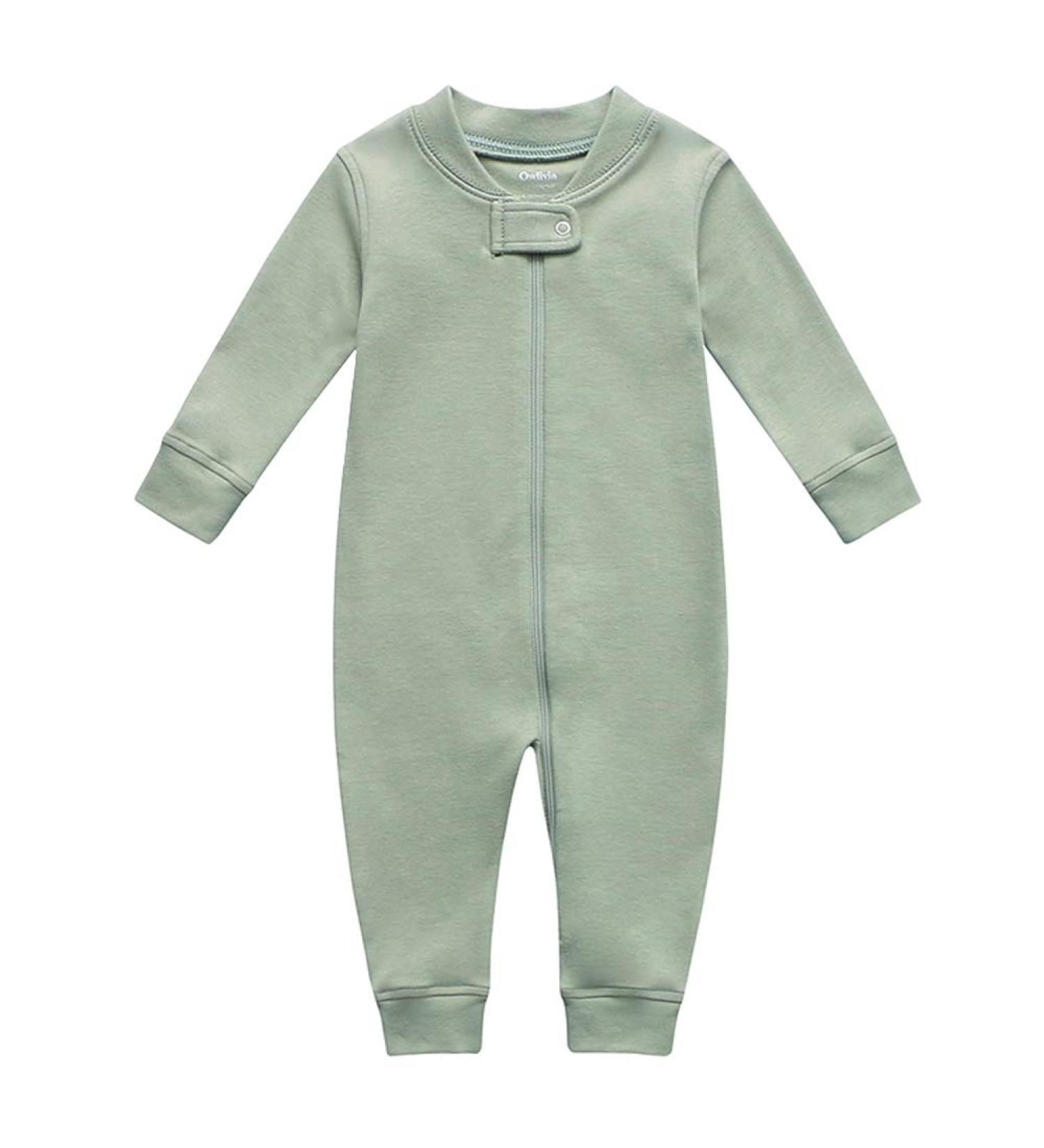 Owlivia Organic Cotton Baby Zip Up Footless Sleep N Play Romper - Green (Newborn-24 Months) - Buy Online on SooperMarket.com