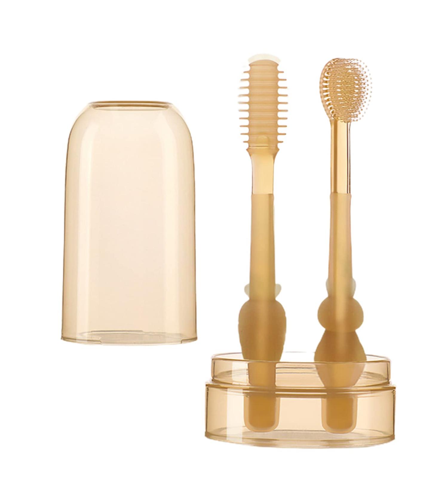 wirlsweal Baby Toothbrush and Silicone Tongue Brush Infant to Toddler Toothbrush 360 Degree BPA Free Cleaning Dental Care Portable Baby Tongue Brush Toothbrush Kit for 0-3 Years with Dust Cover Car - Buy Online on SooperMarket.com