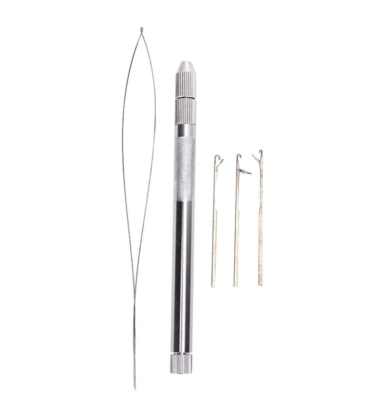 Hair Extension Loop Needle Threader Kit Pulling Hook Tool for Hair Aluminum Handle Hair Extension Threading Tool Micro Beads Loop Needle Threader for Hair Extensions Feather Ext - Buy Online on SooperMarket.com