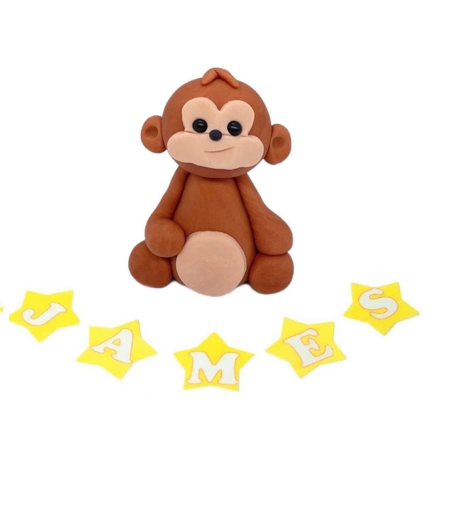 Personalised Monkey Cake Topper - Edible Fondant Safari Jungle Cupcake Decorations with an Edible Glue - Kids Birthday Supplies - Buy Online on SooperMarket.com