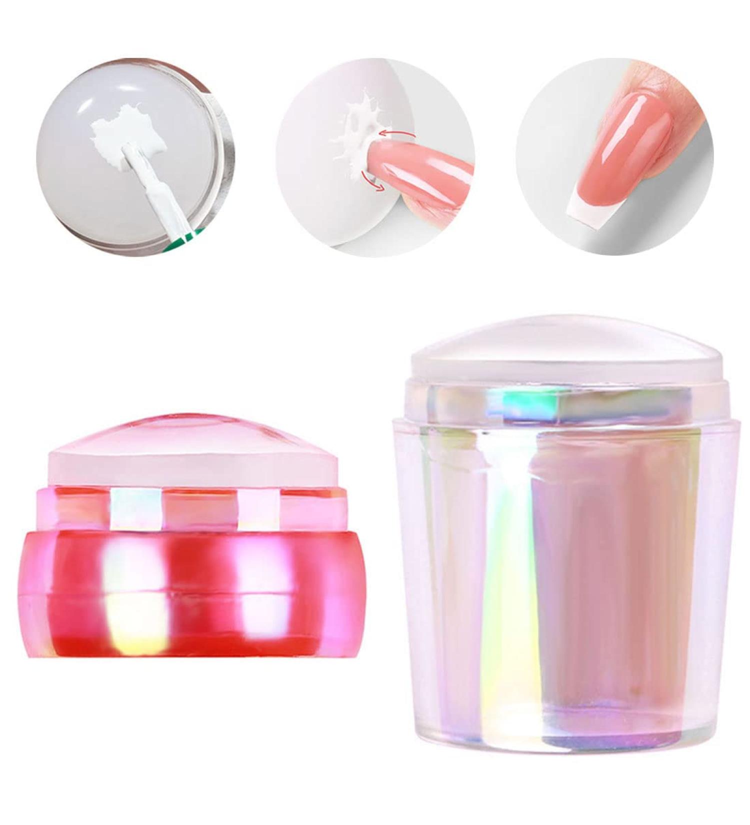 2PCS Nail Seal Stamp Silicone Stamper Heads for French Tips Manicure - Red & Colorful - Buy Online on SooperMarket.com