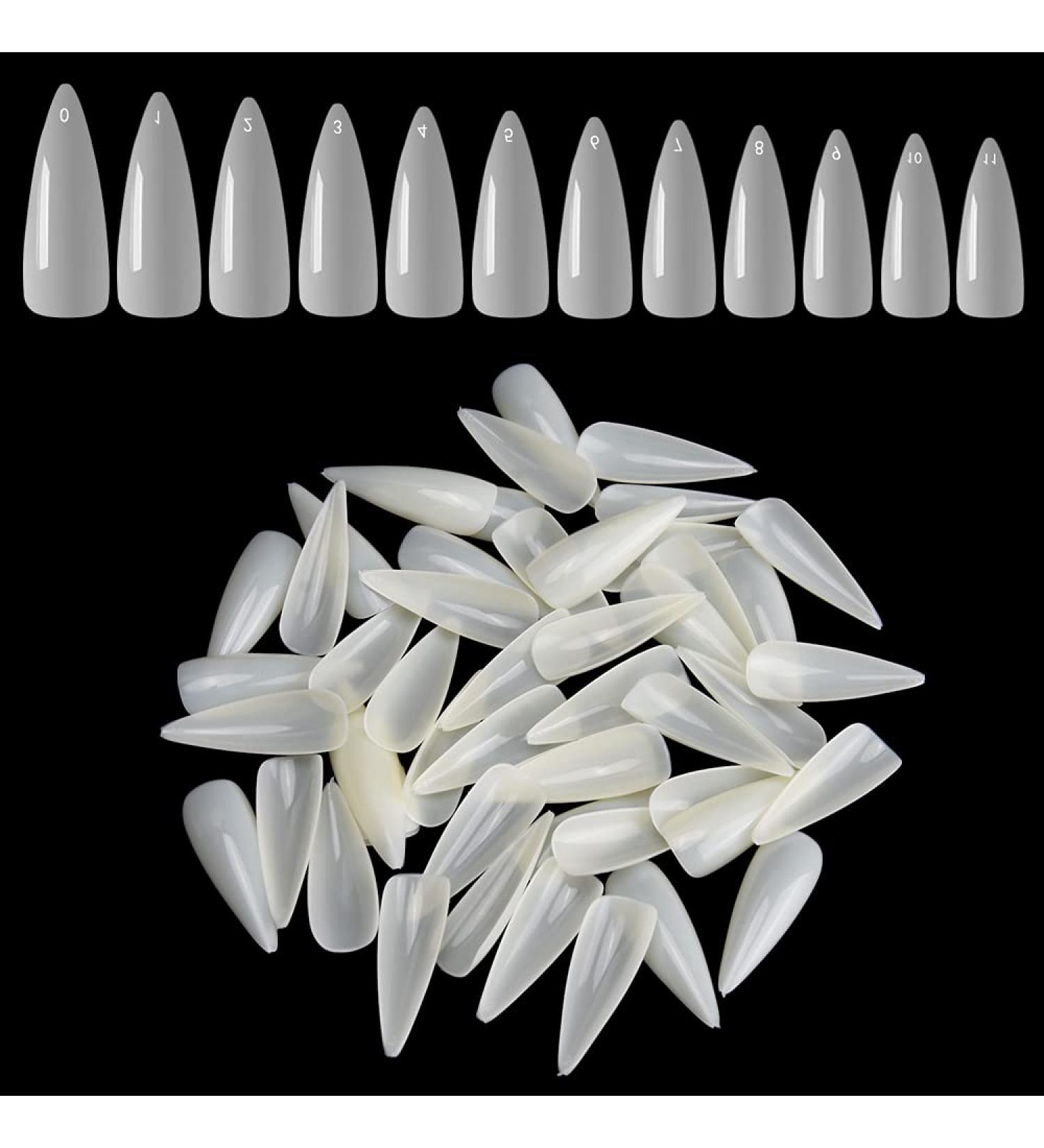 Noverlife 1200PCS Long Almond Shape False Nails | Full Cover Acrylic Nail Tips for Nail Salon Mani-pedi & Nail Art - Natural - Buy Online on SooperMarket.com