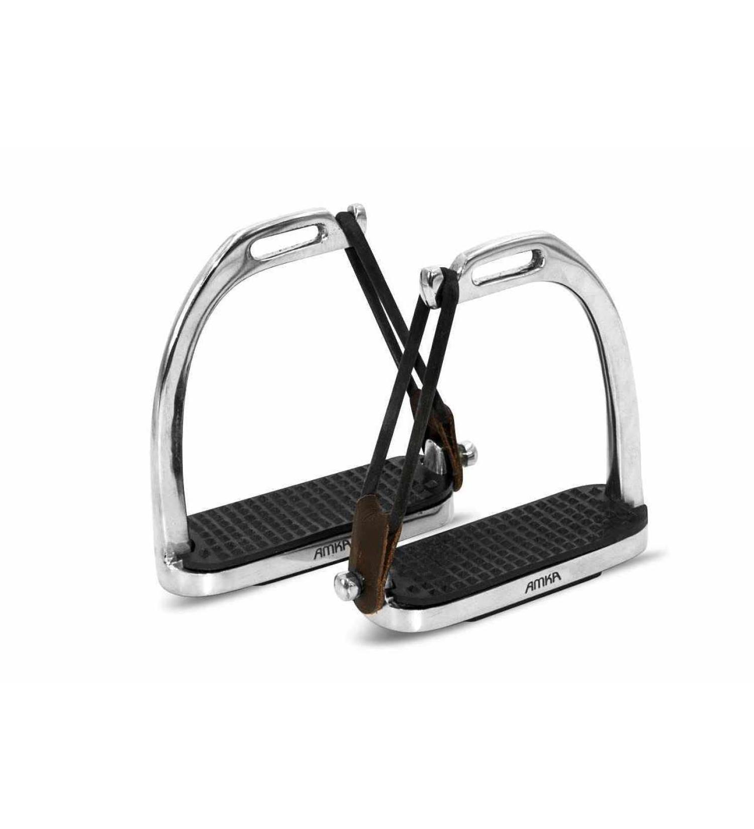 AMKA Stainless Steel Safety Stirrups - Flexible 10 cm 12 cm & 13 cm Options for Equestrian Safety | International Shipping Available - Buy Online on SooperMarket.com