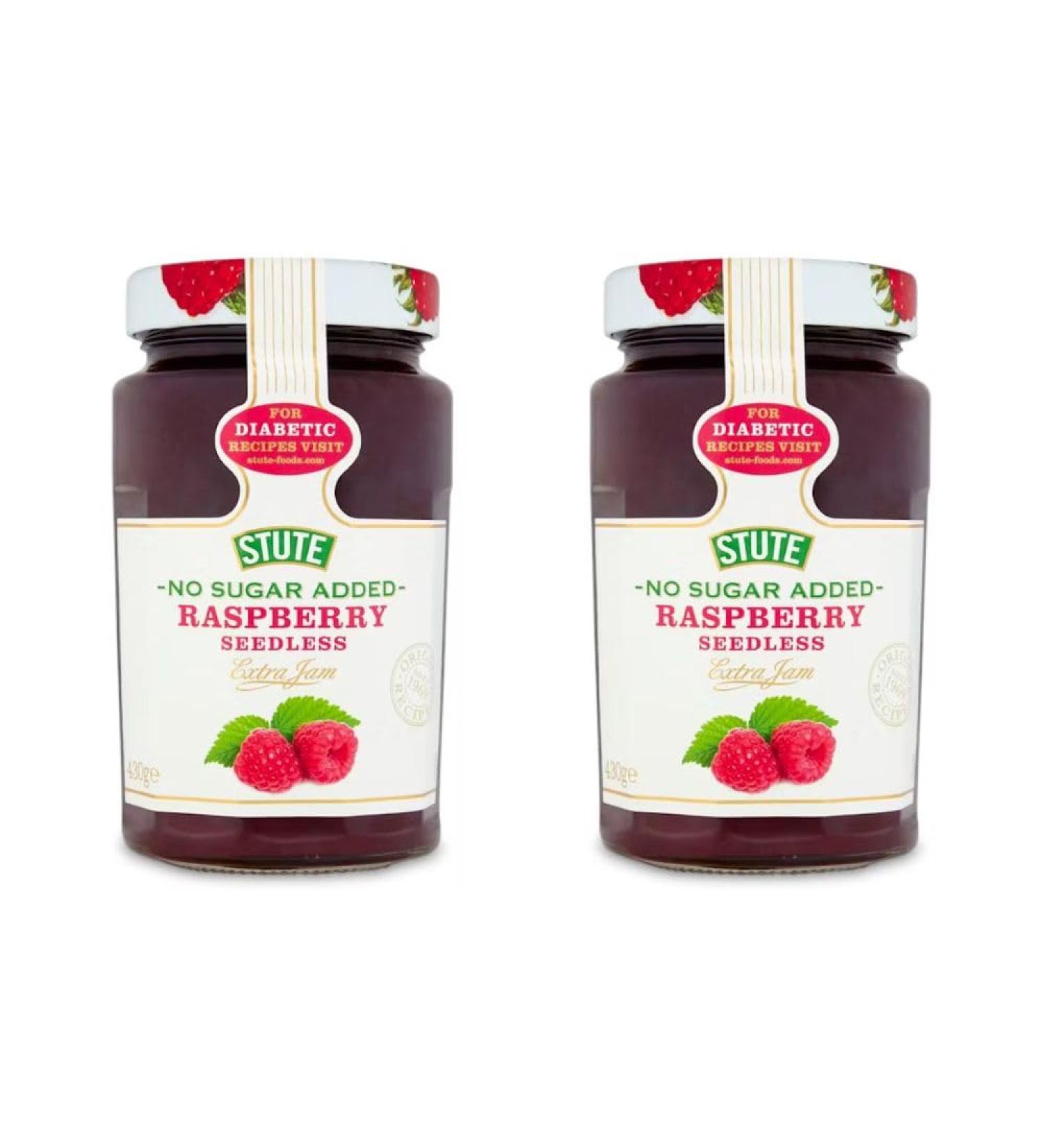 2 x 430g No Added Sugar Raspberry Seedless Jam Diabetic Friendly