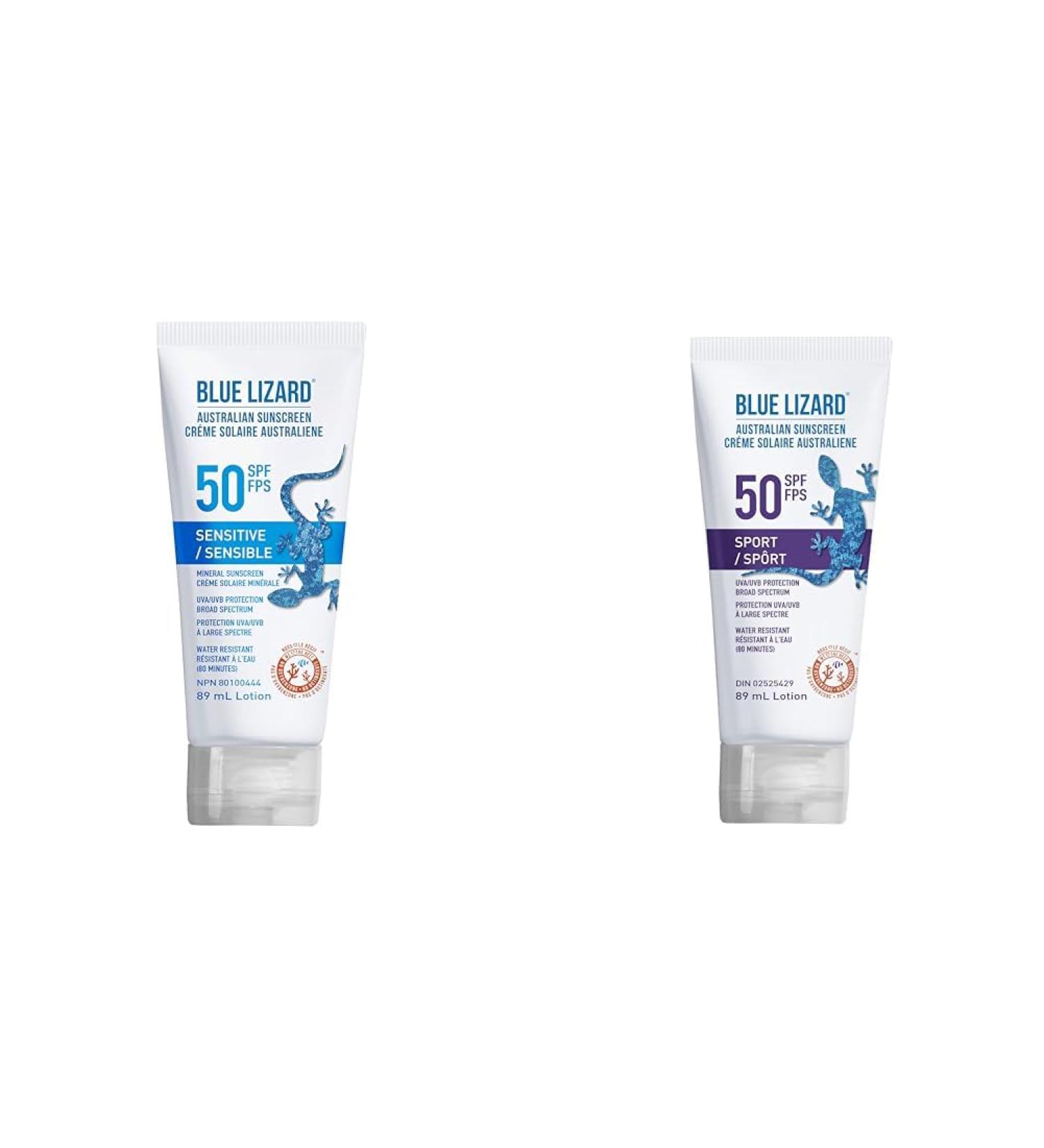 BLUE LIZARD Sensitive Mineral Sunscreen Lotion SPF 50+ (89 ml) + BLUE LIZARD Sport SPF 50 Mineral Sunscreen Lotion (89 ml) - Buy Online on SooperMarket.com
