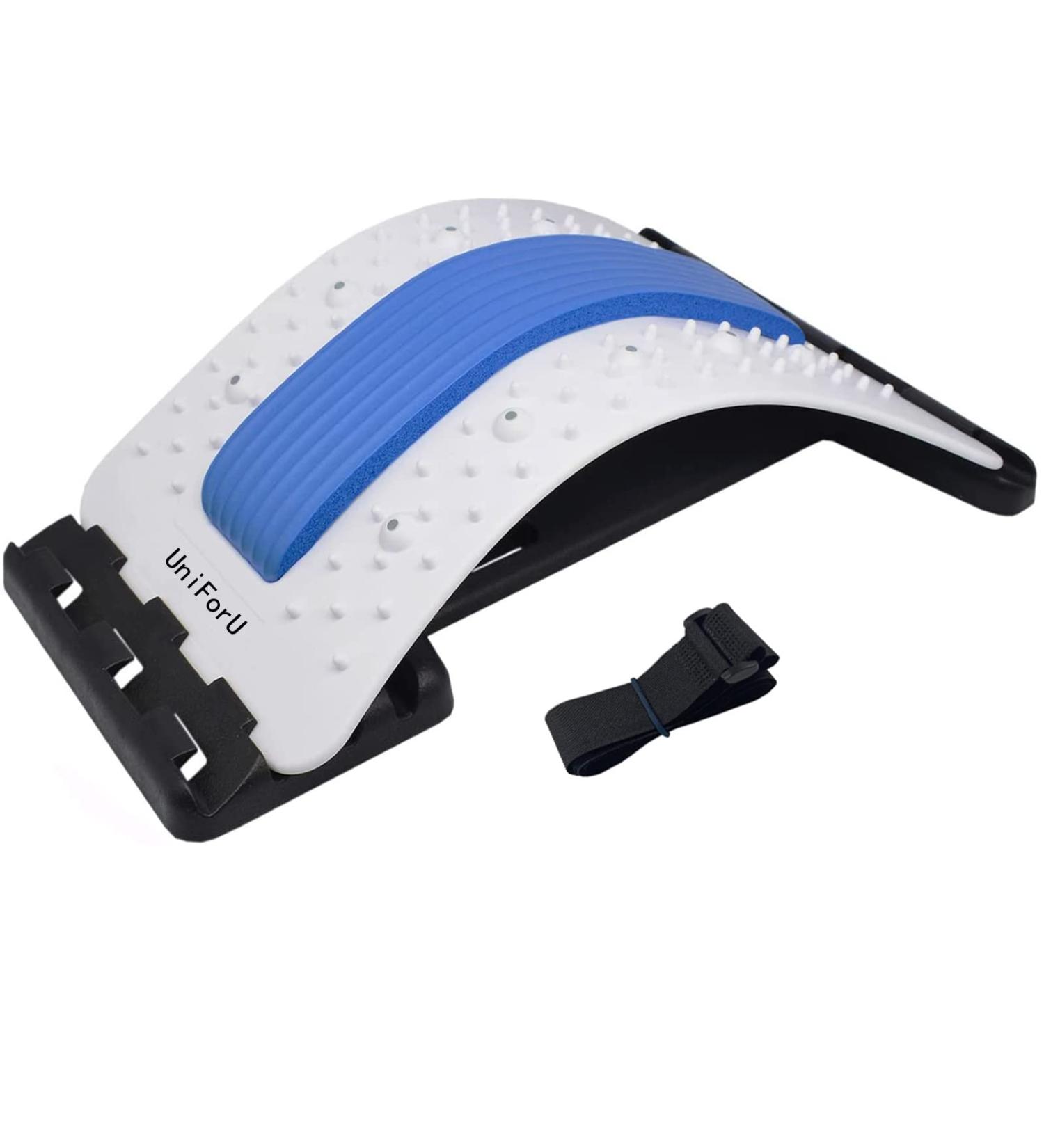 UniForU Back Stretcher Lumbar Stretcher Multi-Level Lumbar Stretching Device with Accupressure Points (White+Blue) - Buy Online on SooperMarket.com