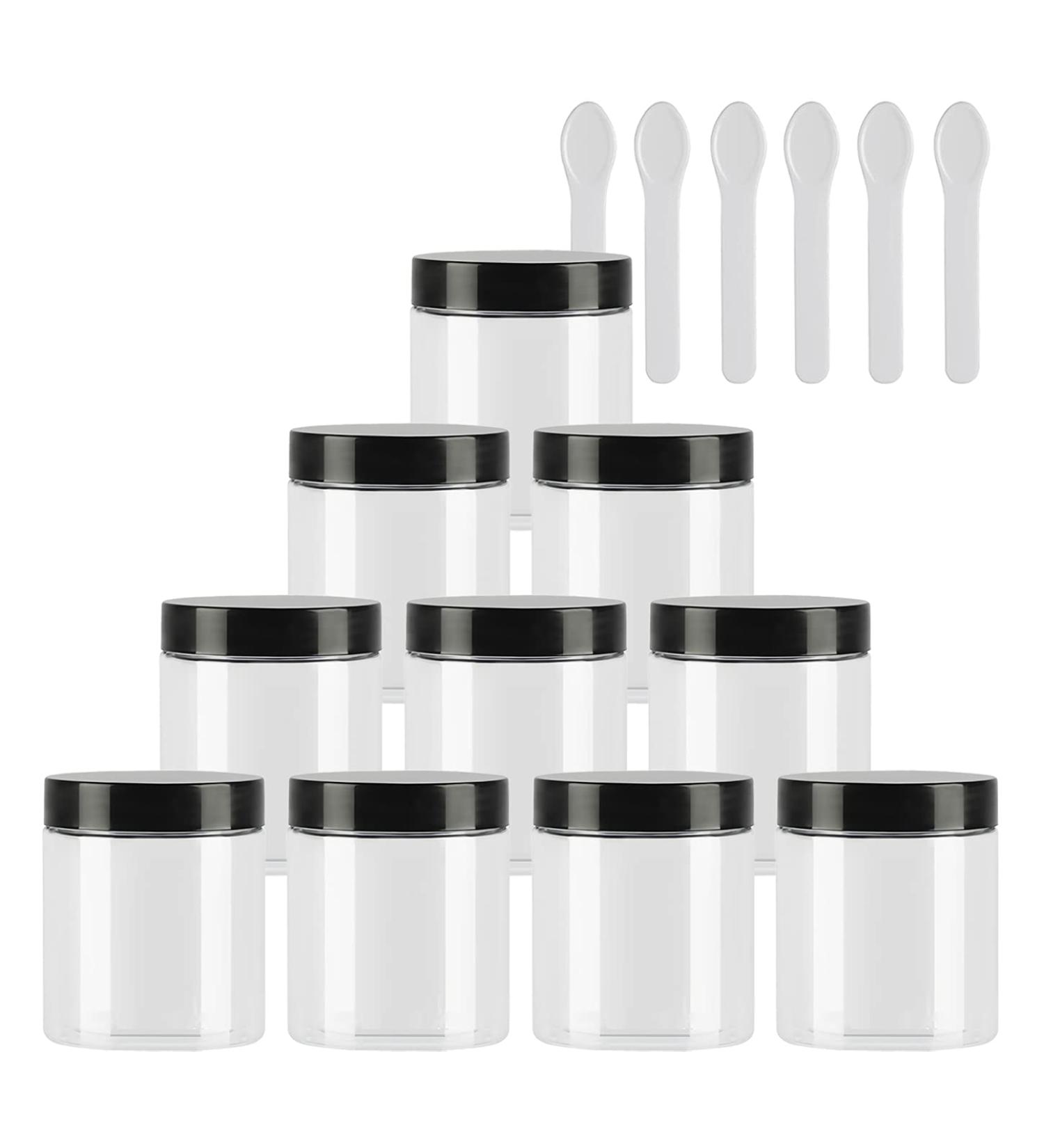 Buy Tianzd 12-Piece 80ml Transparent Plastic Cream Cans with Black Lid - Ideal Cosmetic Containers with 6 Spatulas for All Your Beauty Needs | International Shipping Available - Buy Online on SooperMarket.com