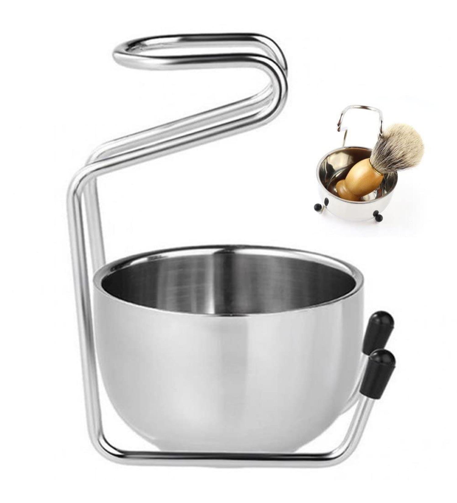 Vepoty 2-in-1 Stainless Steel Shaving Mug & Brush Stand Holder | Premium Grooming Tool for a Perfect Shave - International Shipping Available - Buy Online on SooperMarket.com