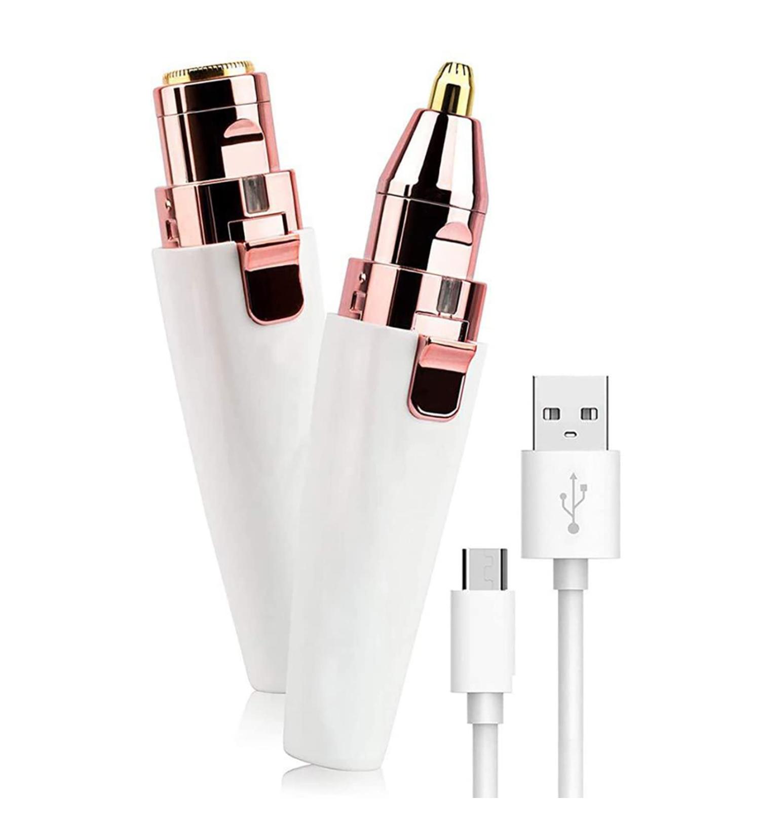 Rehomy 2-in-1 Eyebrow Trimmer & Face Hair Remover | Rechargeable Painless with Light Rose Gold & White | International Shipping Available - Buy Online on SooperMarket.com