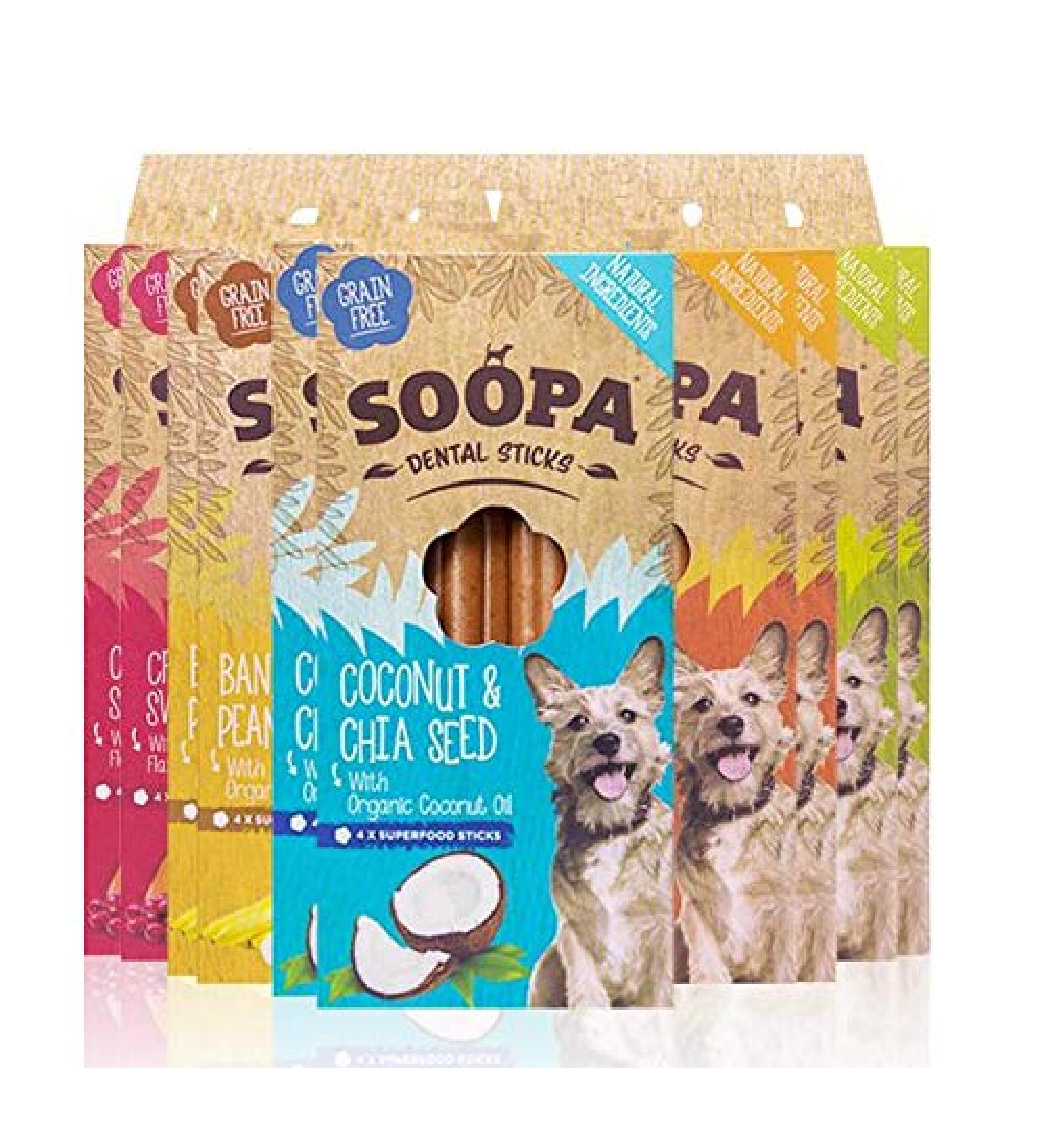 10 Pack Mixed Pack Dental Sticks Carrot and Pumpkin Kale and Apple Cranberry and Sweet Potato Banana and Peanut Butter Coconut and Chia Seed 4 count (Pack of 10)