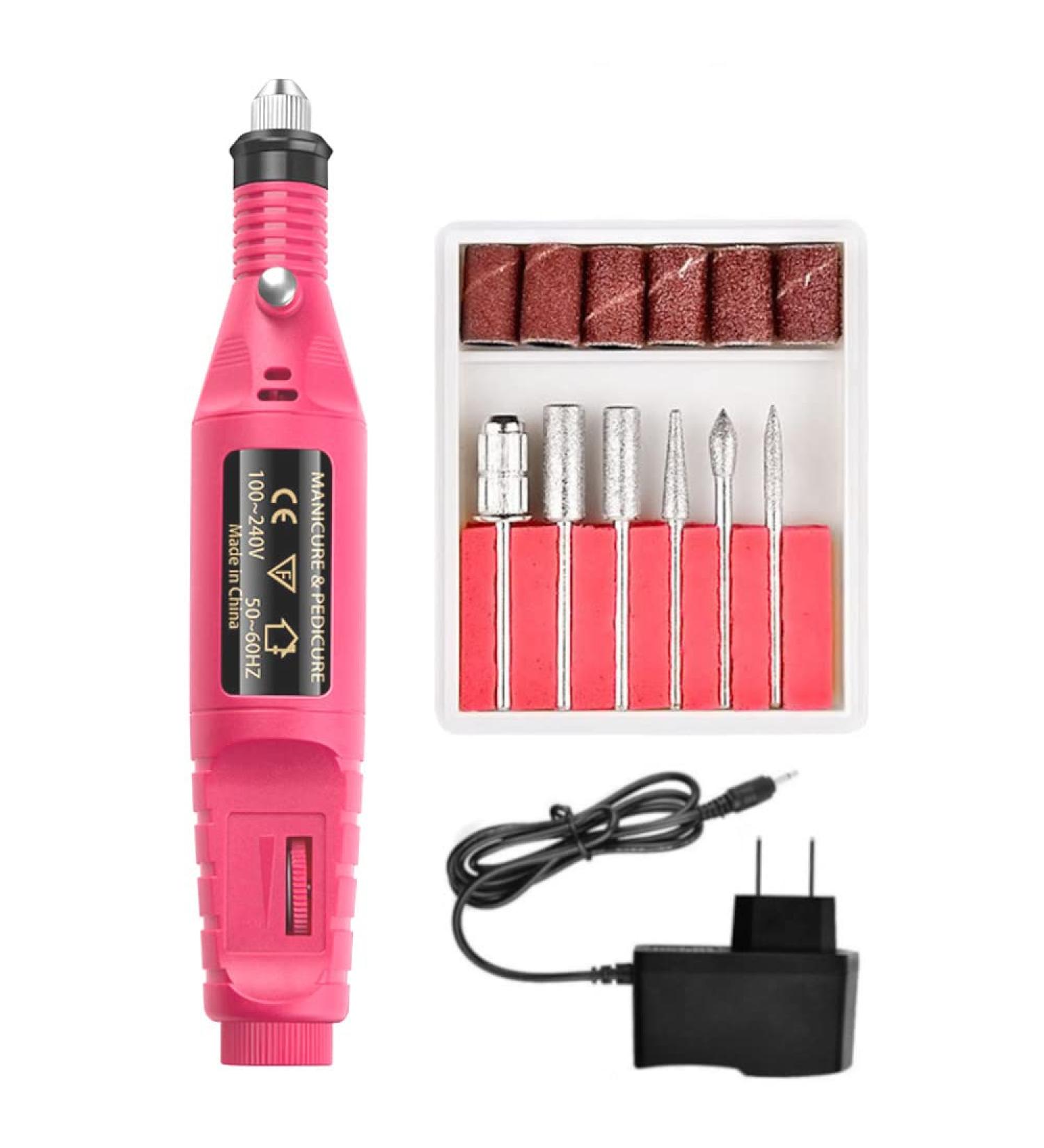 JacobsParts Electric Nail Drill Kit - Portable Pink Manicure & Pedicure Machine - Buy Online on SooperMarket.com