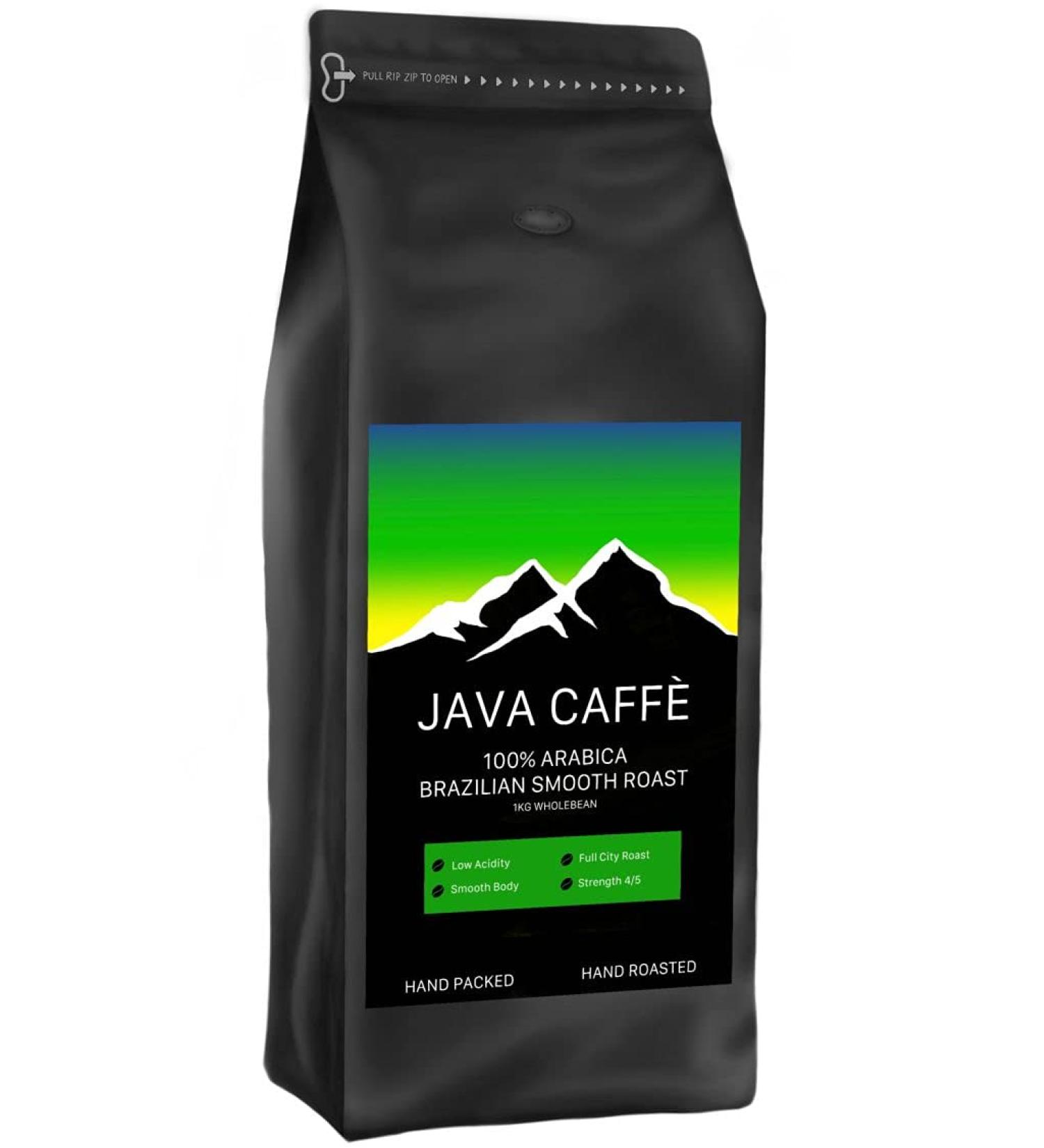 Java Caffe Brazilian Smooth Full Medium Roast Coffee Beans (1 x 1kg Bag) - Hand Crafted Artisan Coffee Beans