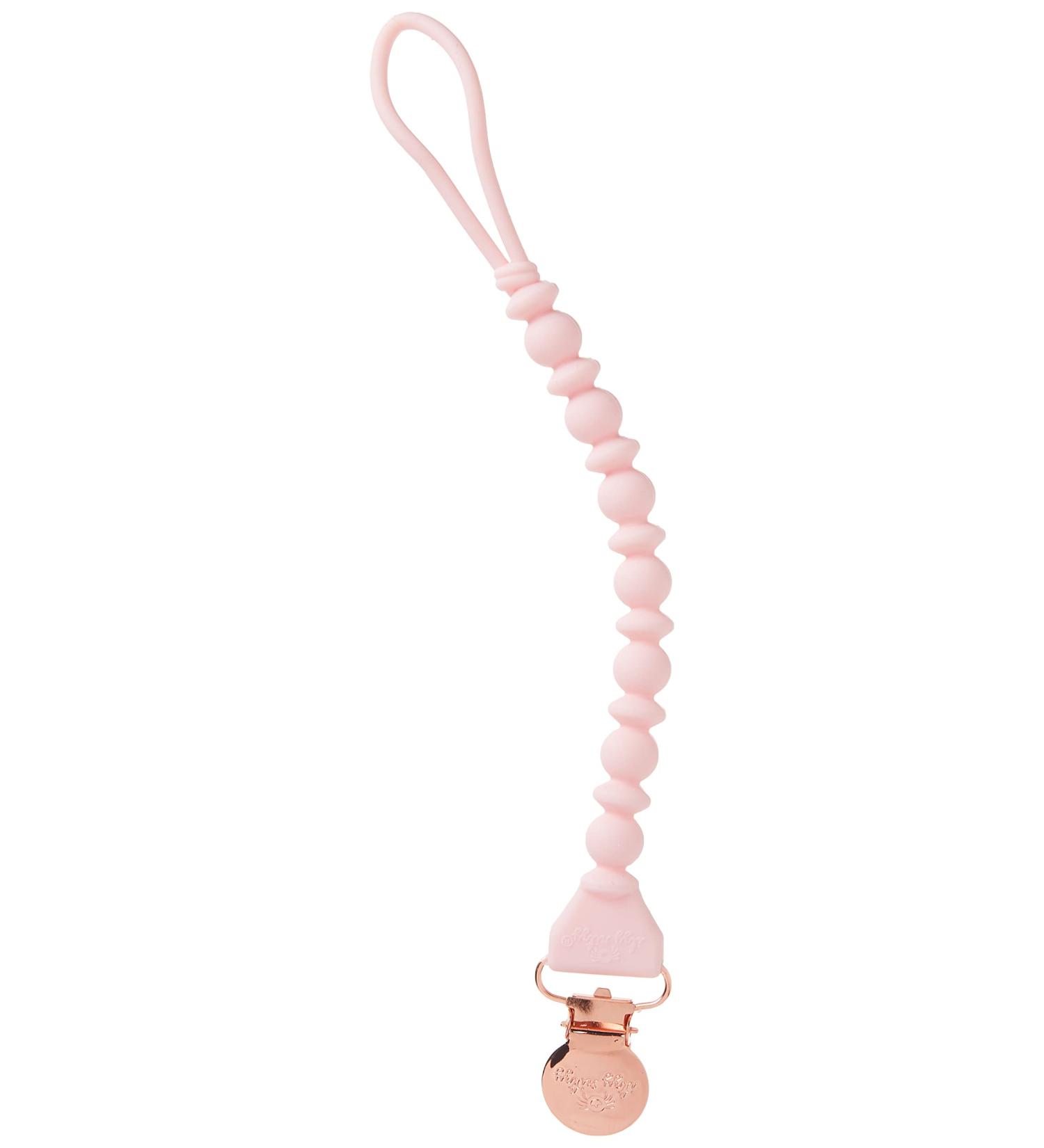 Itzy Ritzy Silicone Pacifier Clip - Pink & Rose Gold, 100% Silicone Strap with Clip for Pacifiers, Teethers, and Toys - Buy Online on SooperMarket.com
