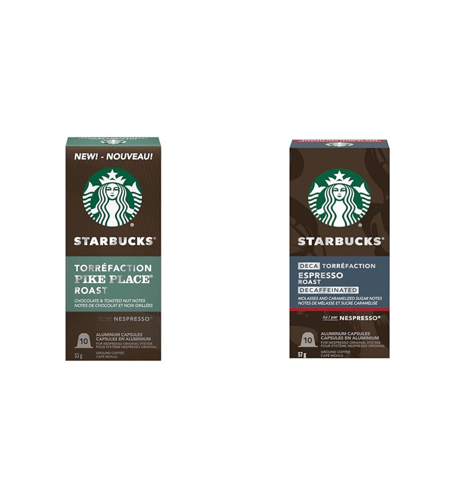 Starbucks By Nespresso Pike Place 5 X 10 Nespresso Coffee Pods 50 Count & by Nespresso Decaf Espresso Roast Nespresso Coffee Capsules Original Line Compatible 10 Nespresso Coffee Pods - Buy Online on SooperMarket.com